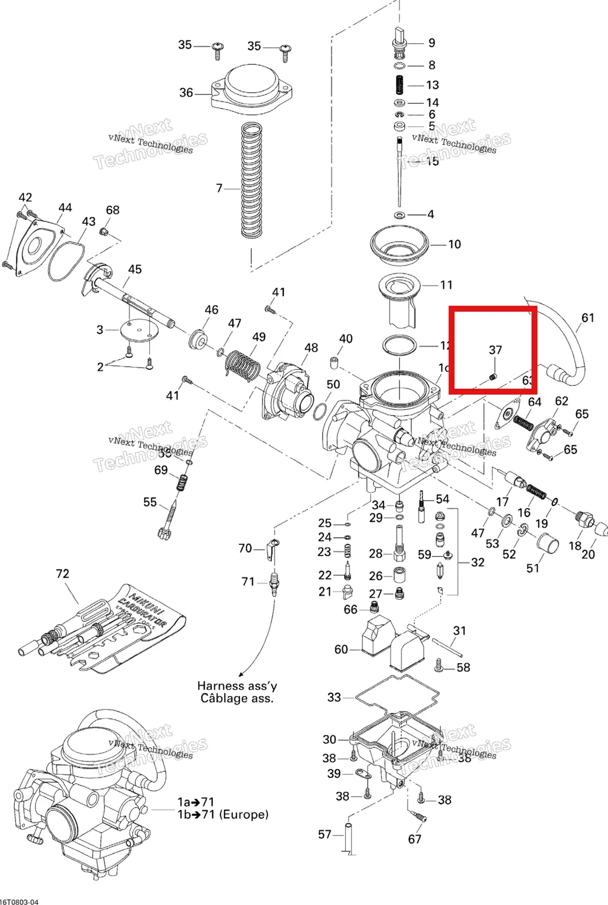 Деталь 707200188 на схеме узла 2008 Can-Am Outlander MAX 400 STD Carburetor
