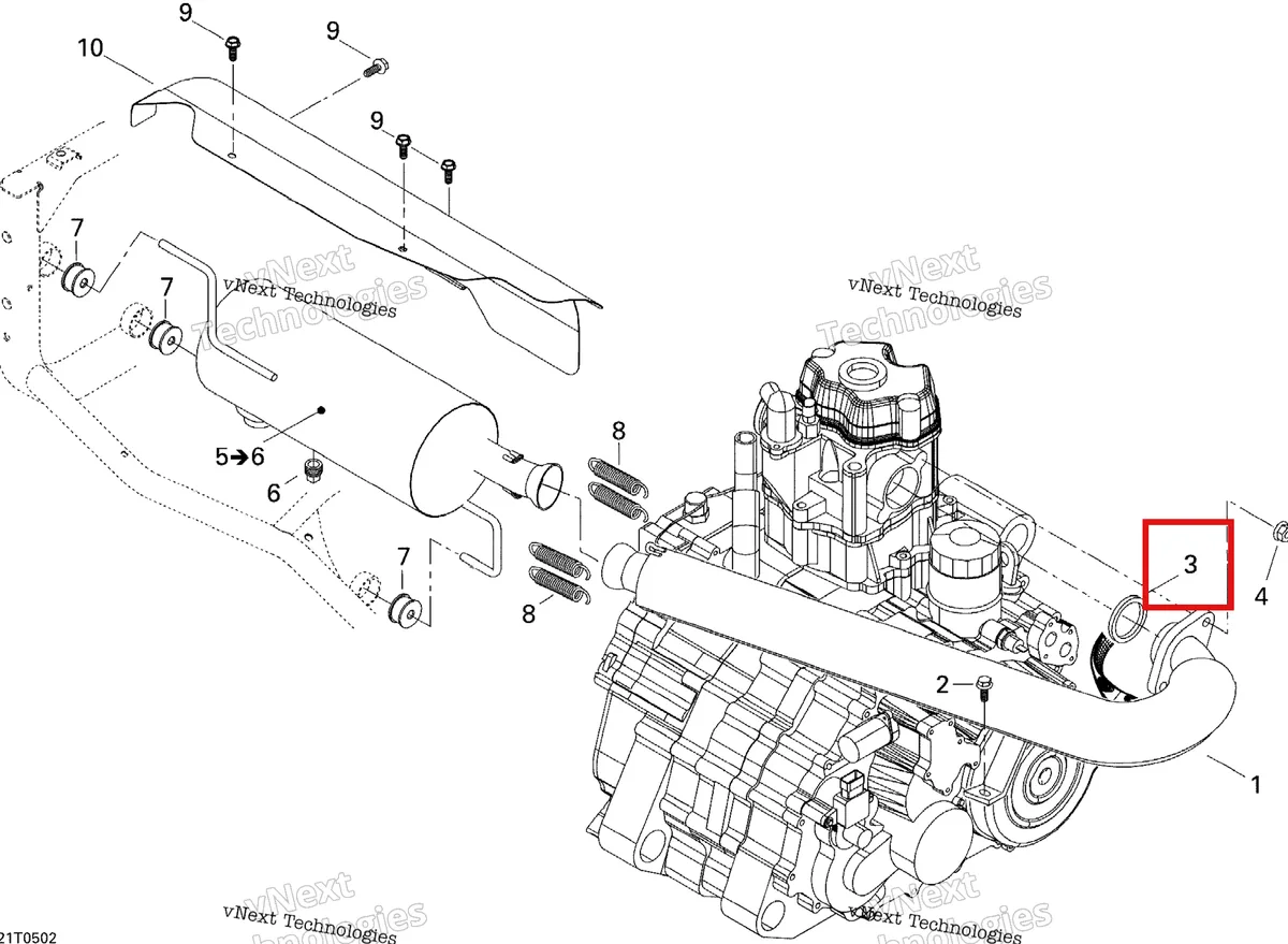 Деталь 707600003 на схеме узла 2005 Can-Am Traxter 5 Speed Exhaust System