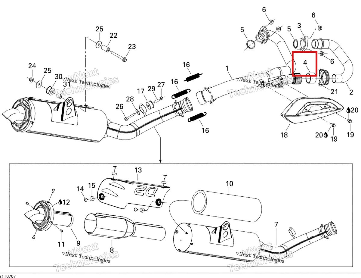 Деталь 707600020 на схеме узла 2007 Can-Am DS 650 X Exhaust System