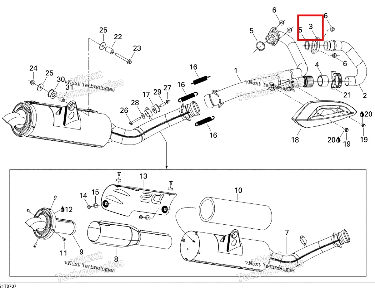 Деталь 707600024 на схеме узла 2007 Can-Am DS 650 X Exhaust System
