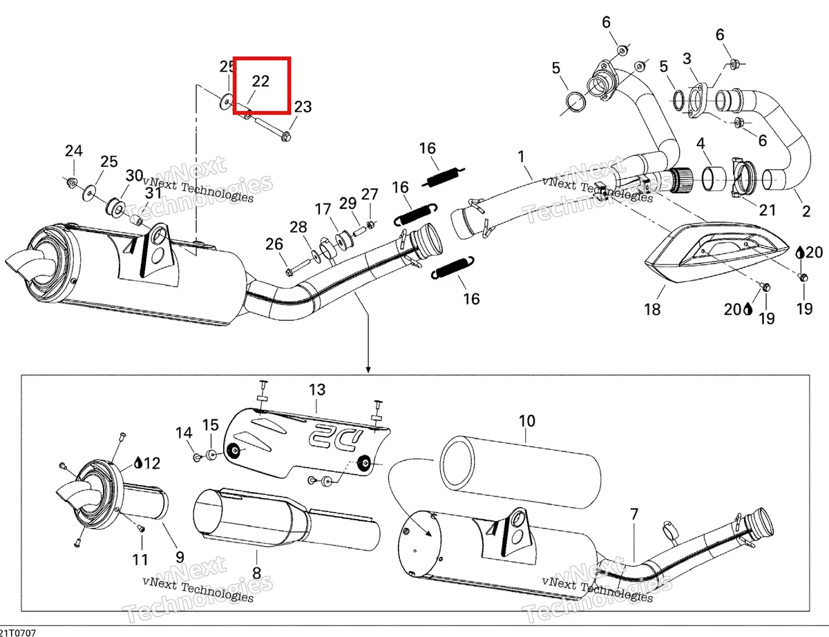 Деталь 707600049 на схеме узла 2007 Can-Am DS 650 X Exhaust System