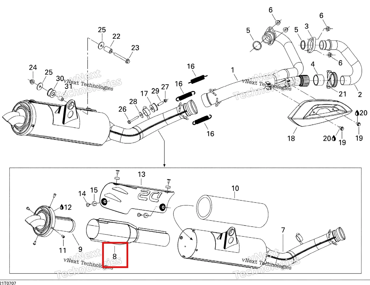 Деталь 707600053 на схеме узла 2007 Can-Am DS 650 X Exhaust System