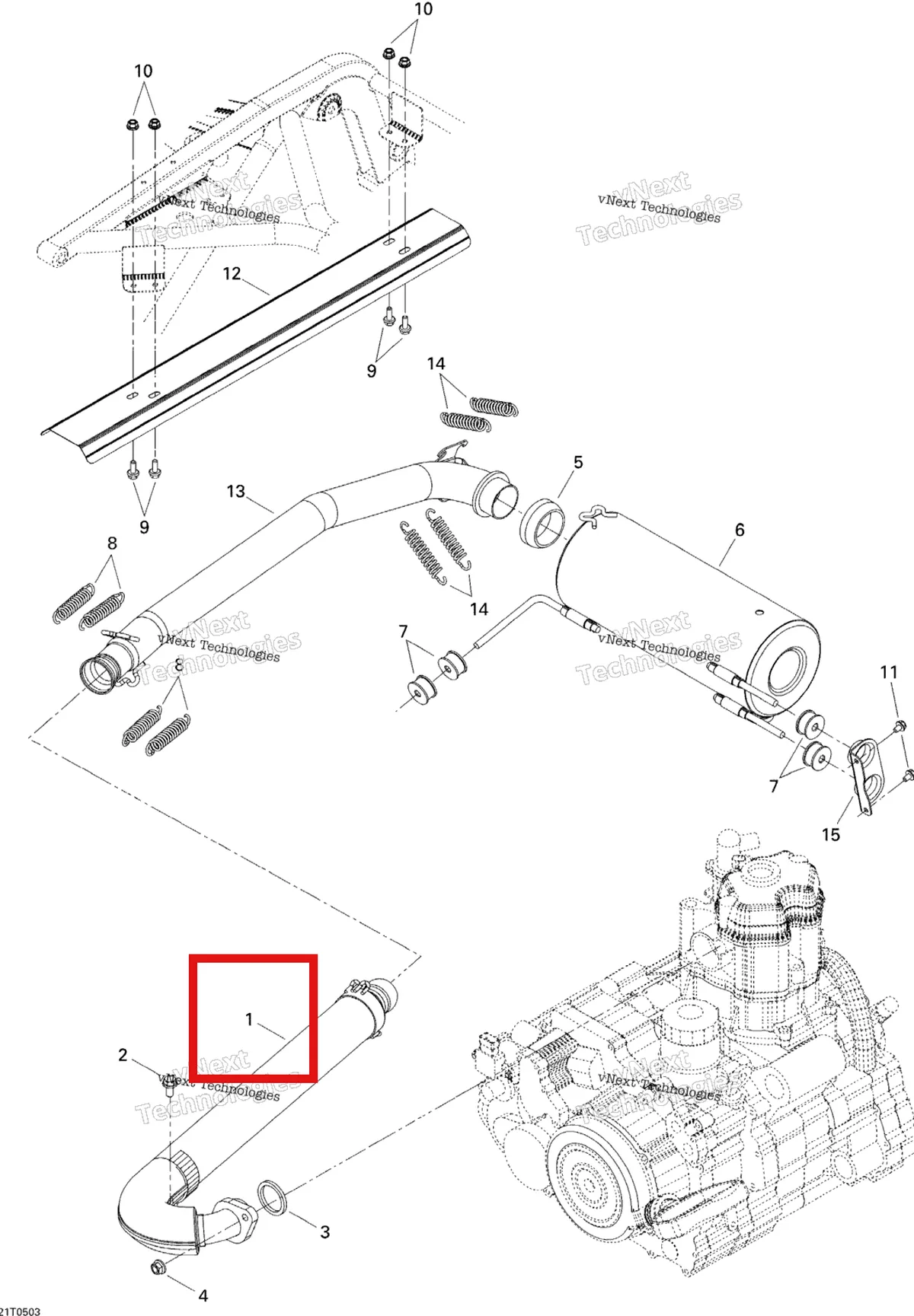 Деталь 707600062 на схеме узла 2005 Can-Am Traxter XL Exhaust System
