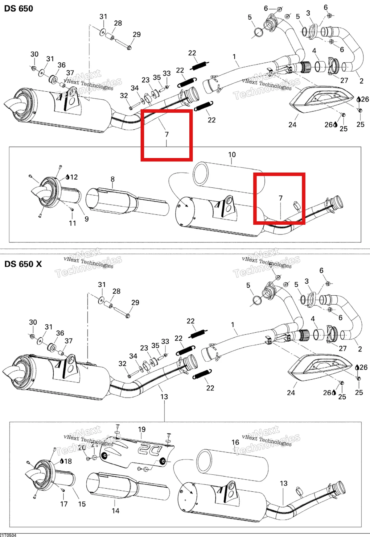 Деталь 707600065 на схеме узла 2005 Can-Am DS 650/DS 650 X Exhaust System