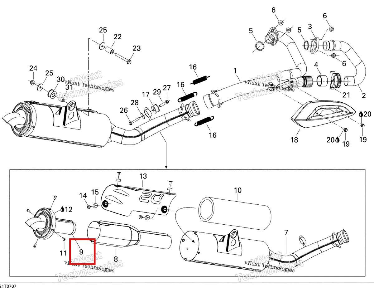 Деталь 707600066 на схеме узла 2007 Can-Am DS 650 X Exhaust System