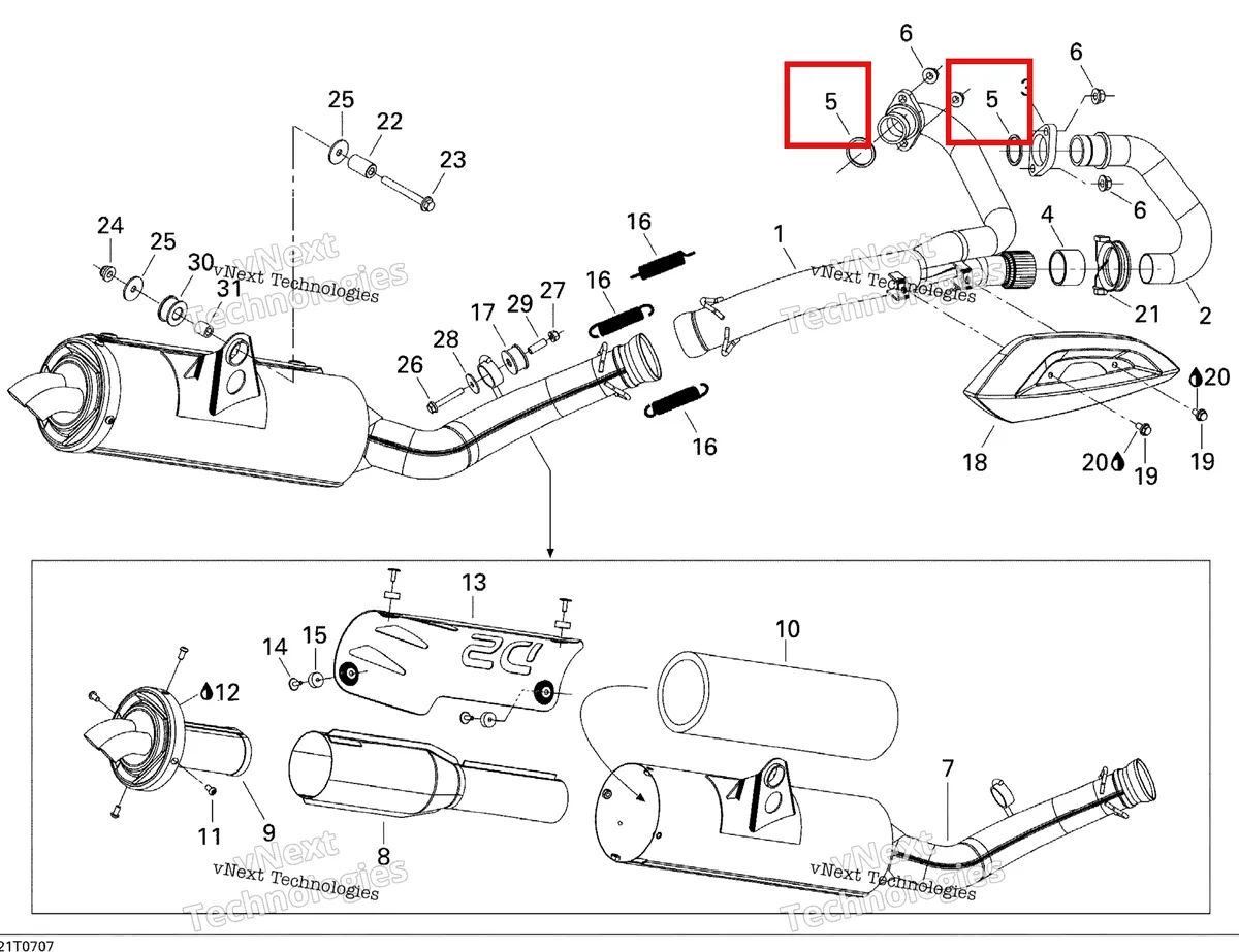 Деталь 707600069 на схеме узла 2007 Can-Am DS 650 X Exhaust System