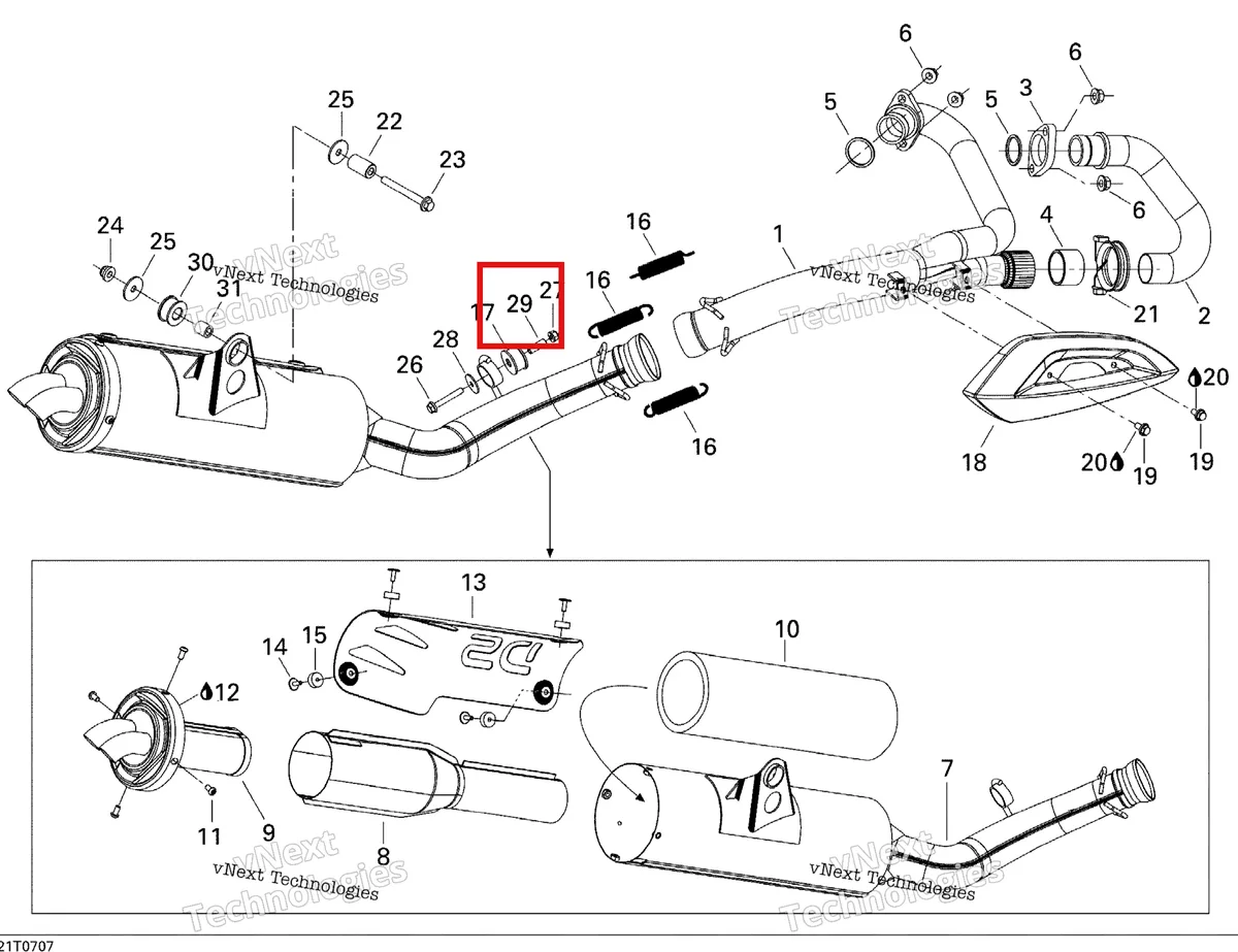 Деталь 707600070 на схеме узла 2007 Can-Am DS 650 X Exhaust System