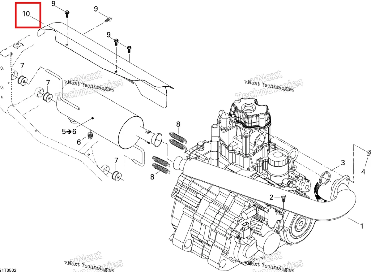 Деталь 707600076 на схеме узла 2005 Can-Am Traxter 5 Speed Exhaust System
