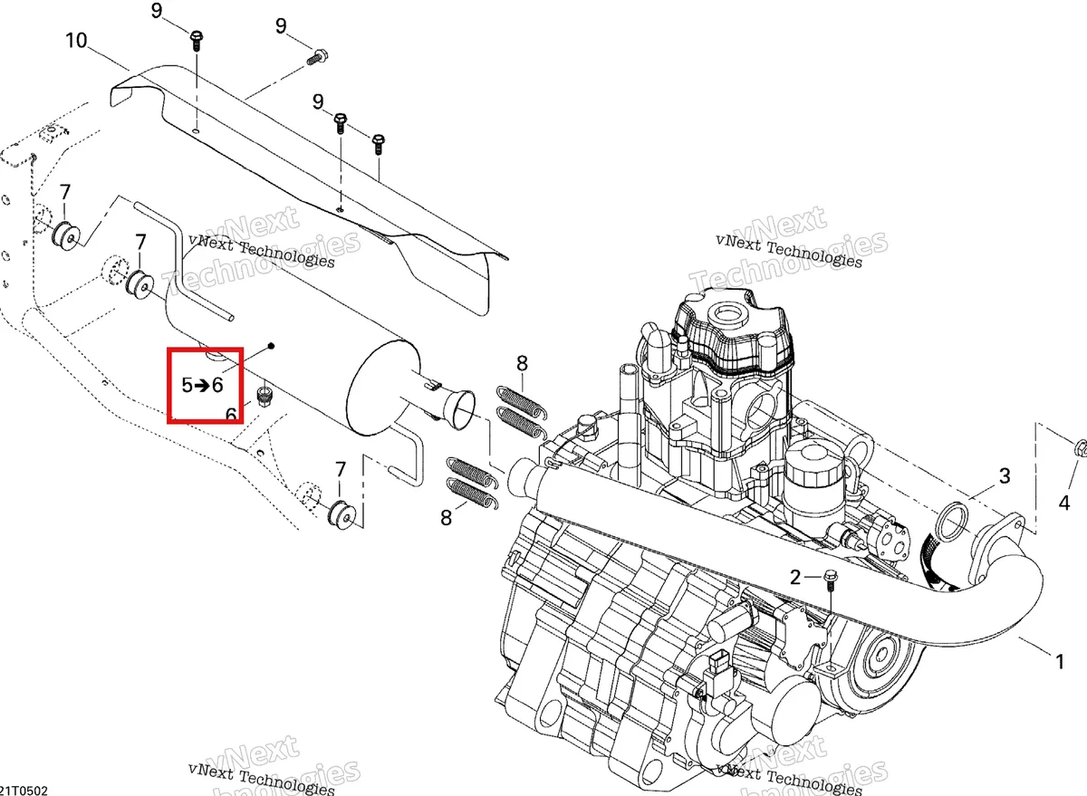 Деталь 707600080 на схеме узла 2005 Can-Am Traxter 5 Speed Exhaust System