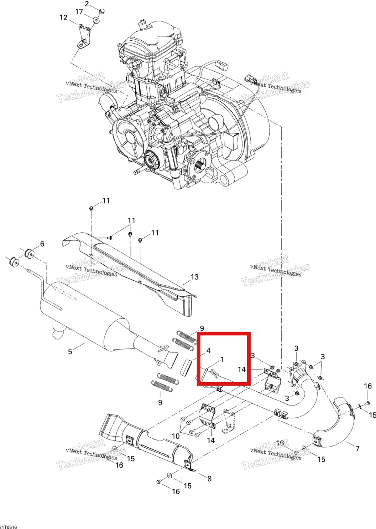 Деталь 707600084 на схеме узла Exhaust System