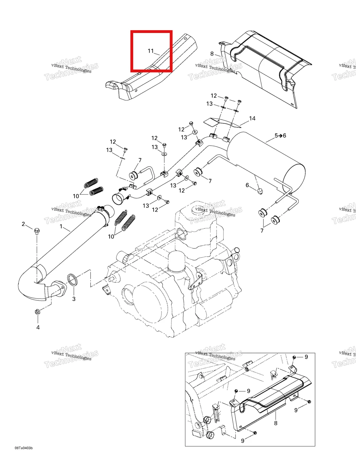 Деталь 707600100 на схеме узла 2004 Can-Am Traxter XL Exhaust System