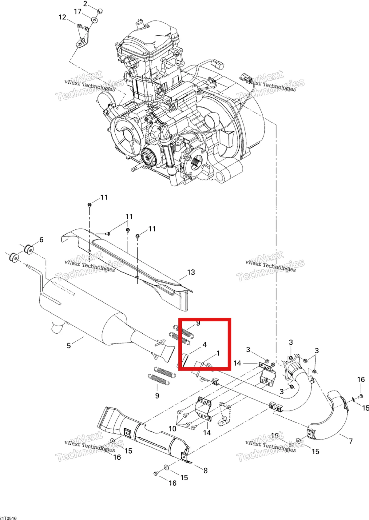 Деталь 707600164 на схеме узла Exhaust System