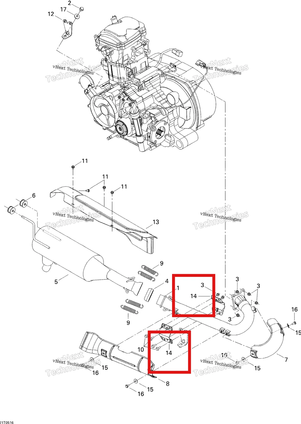 Деталь 707600165 на схеме узла Exhaust System