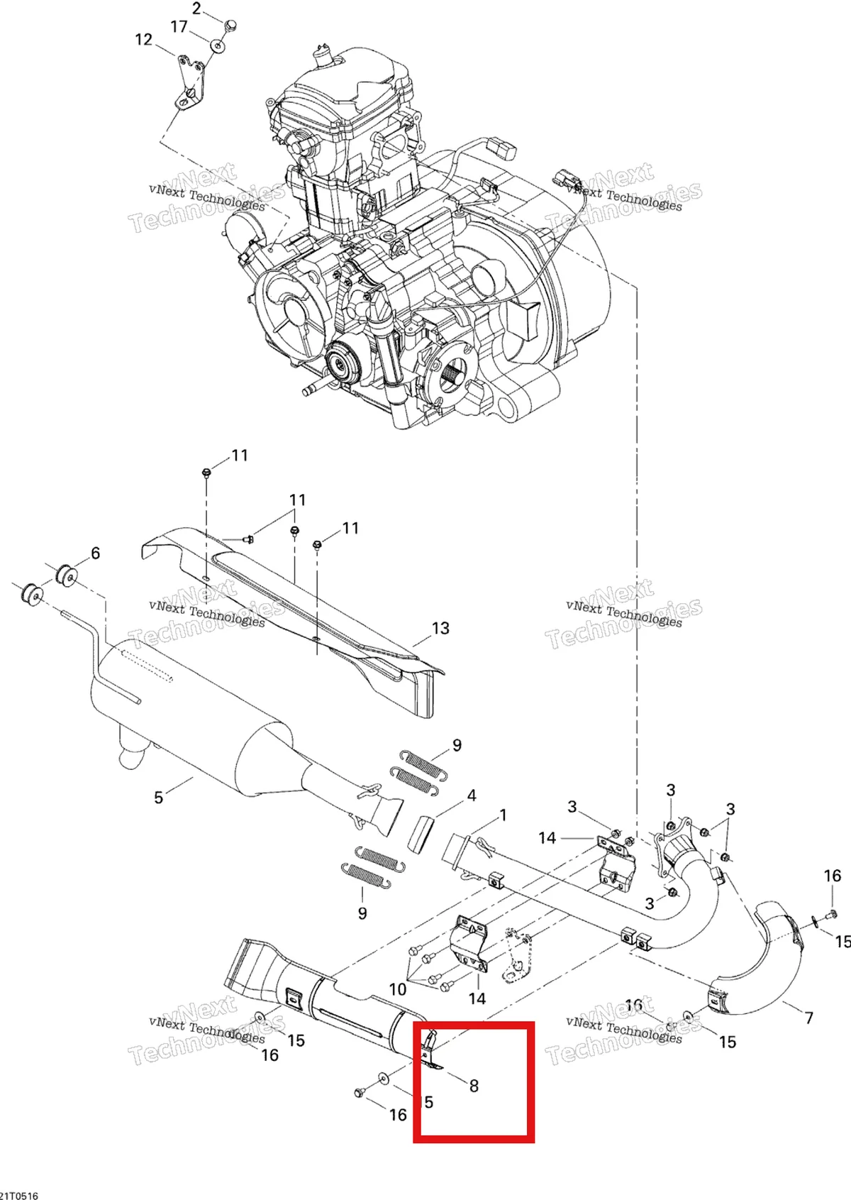 Деталь 707600168 на схеме узла Exhaust System