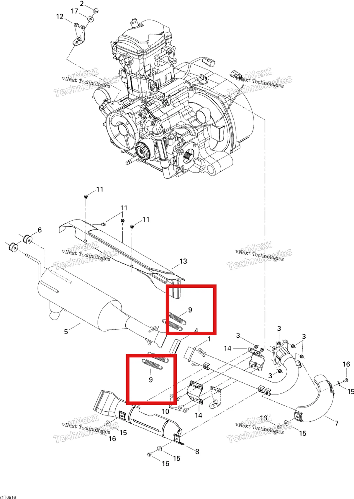 Деталь 707600177 на схеме узла Exhaust System