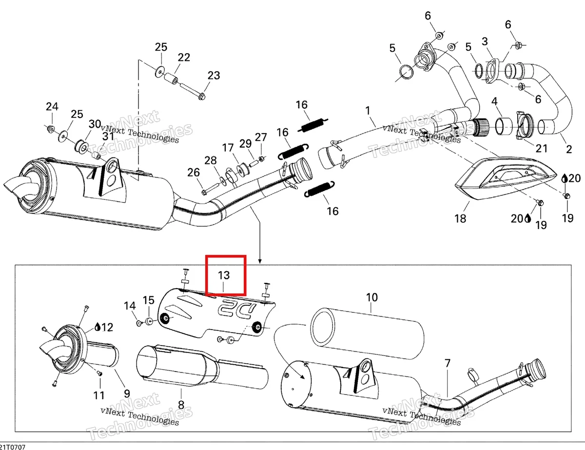 Деталь 707600179 на схеме узла 2007 Can-Am DS 650 X Exhaust System