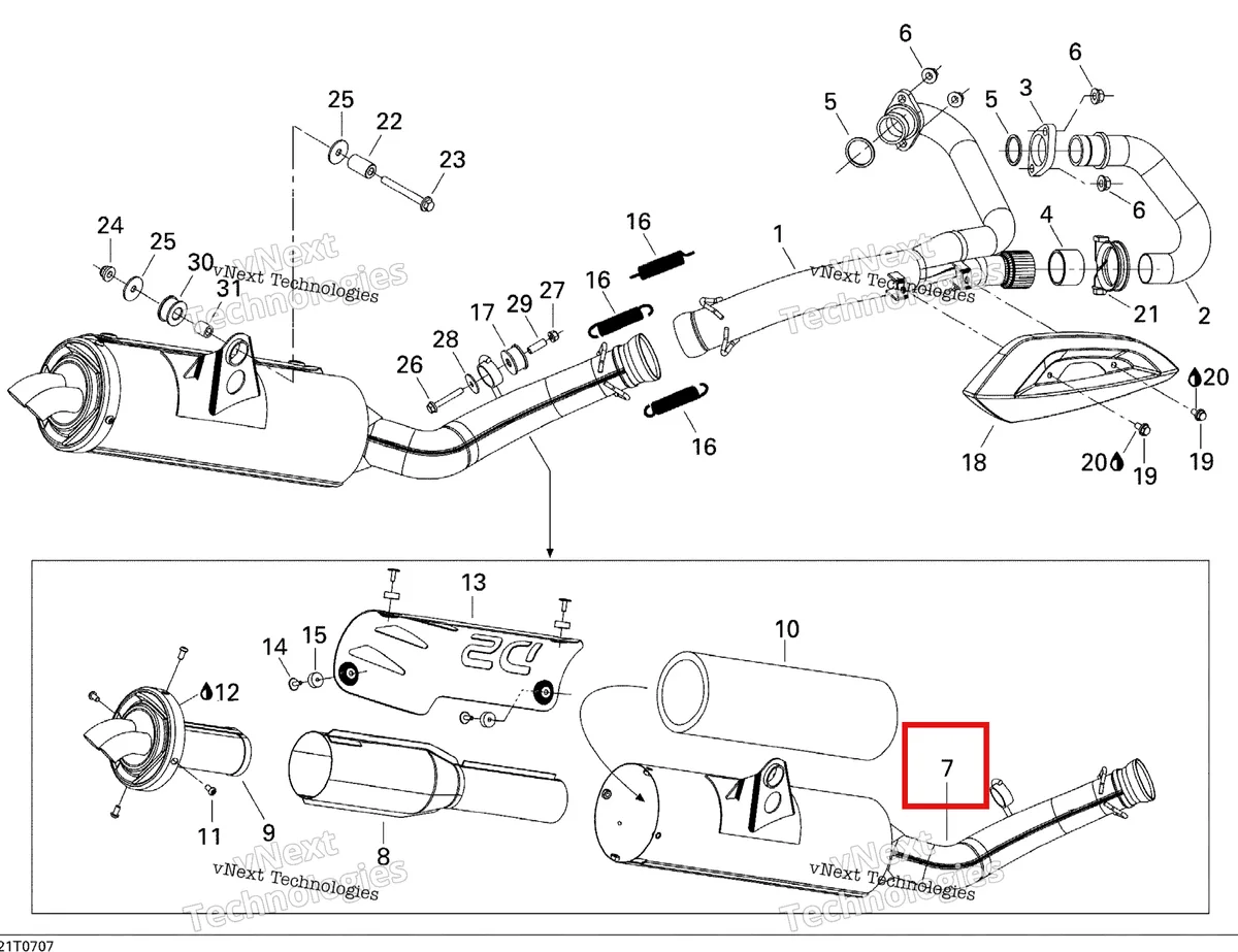 Деталь 707600188 на схеме узла 2007 Can-Am DS 650 X Exhaust System
