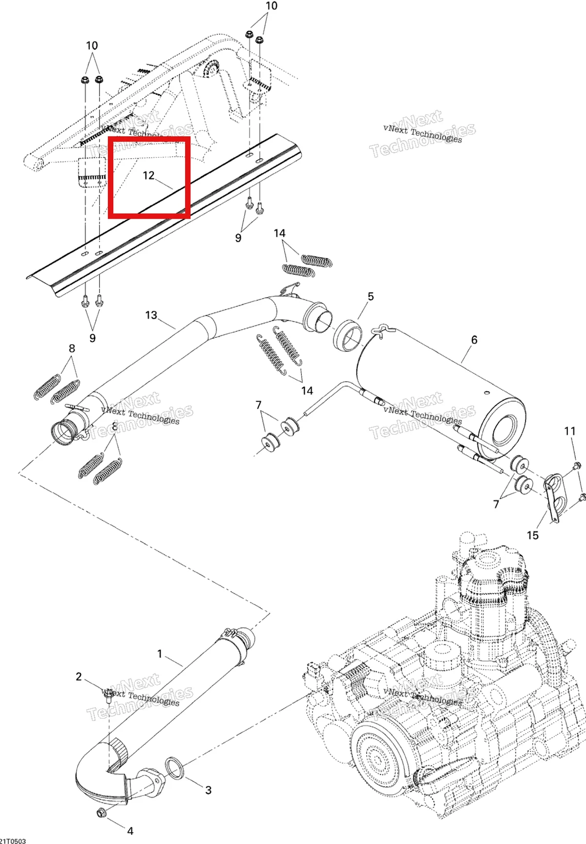 Деталь 707600202 на схеме узла 2005 Can-Am Traxter XL Exhaust System