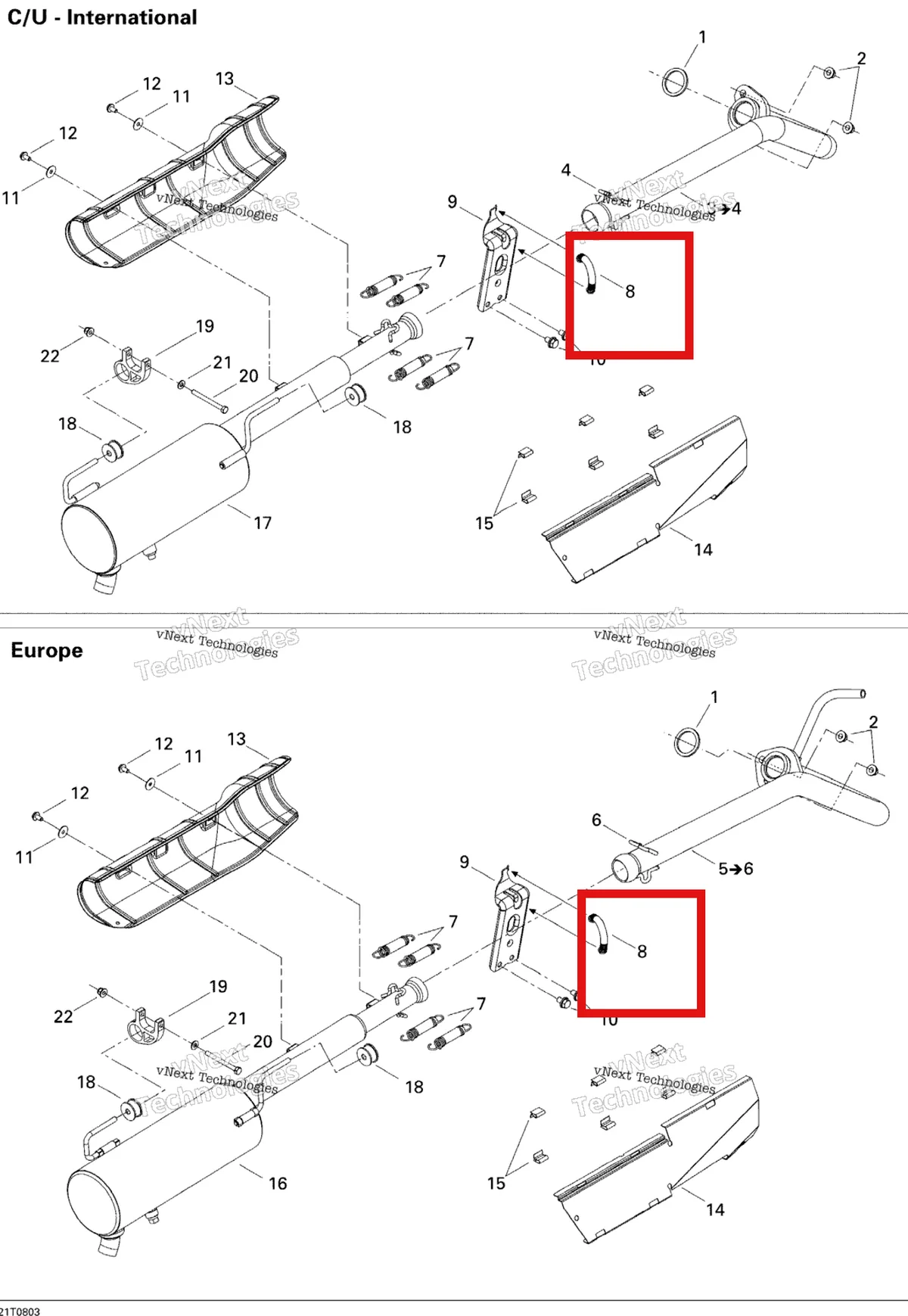 Деталь 707600207 на схеме узла 2008 Can-Am Outlander 400 STD Exhaust System
