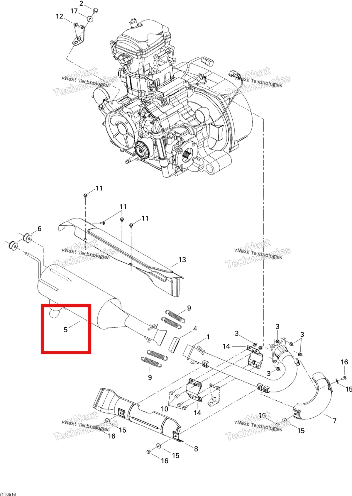 Деталь 707600230 на схеме узла Exhaust System