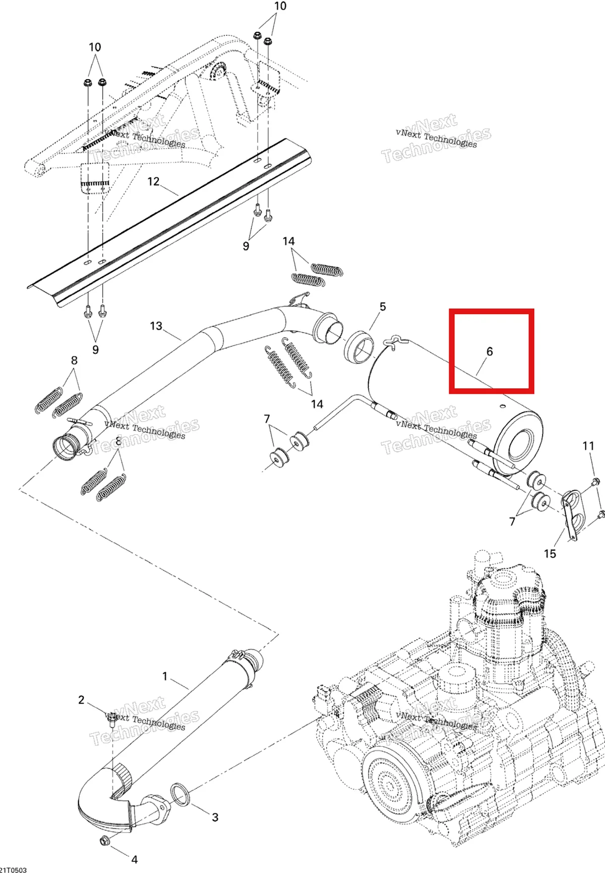 Деталь 707600258 на схеме узла 2005 Can-Am Traxter XL Exhaust System