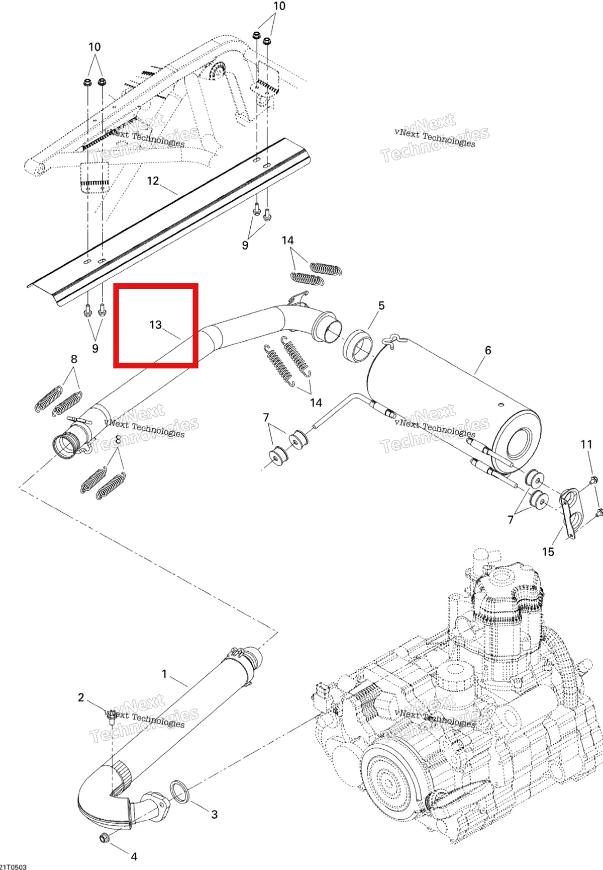Деталь 707600259 на схеме узла 2005 Can-Am Traxter XL Exhaust System