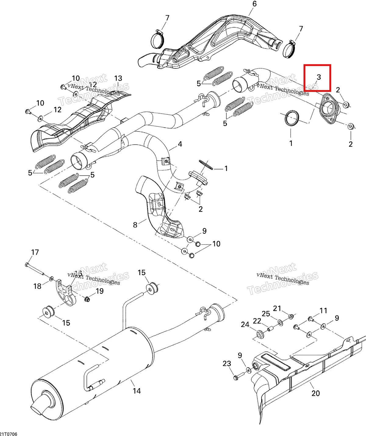 Деталь 707600266 на схеме узла 2007 Can-Am Outlander 500 STD 4 X 4 Exhaust System