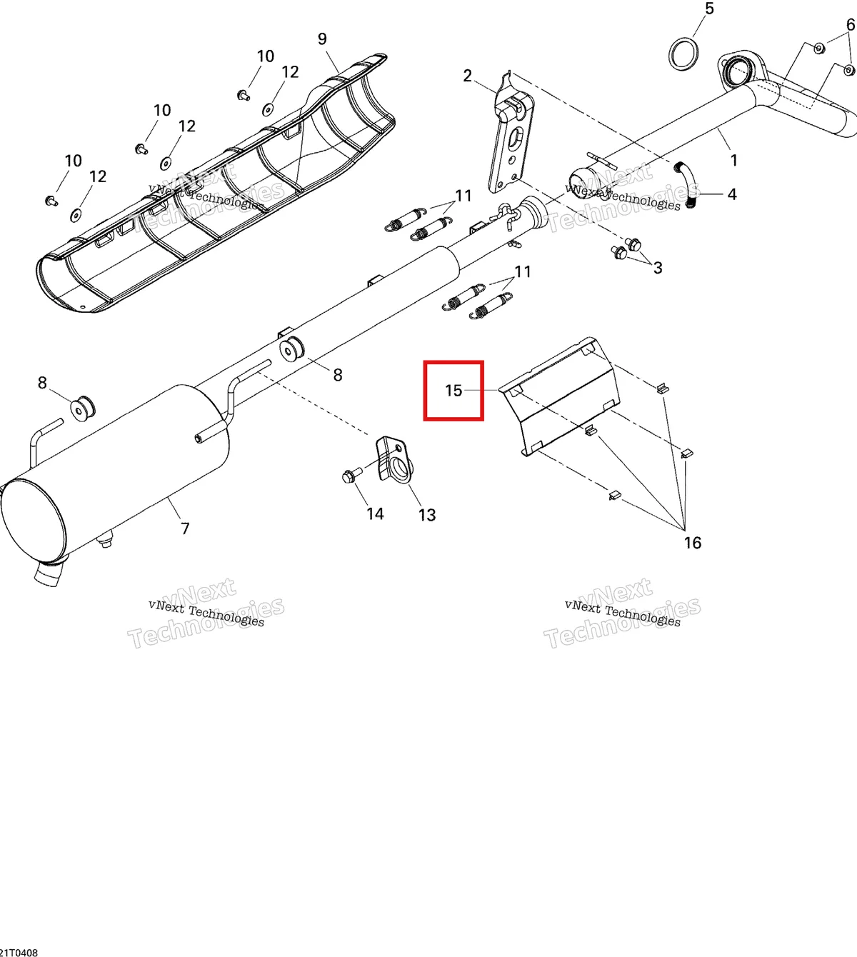 Деталь 707600281 на схеме узла 2004 Can-Am Outlander MAX 400 Exhaust System
