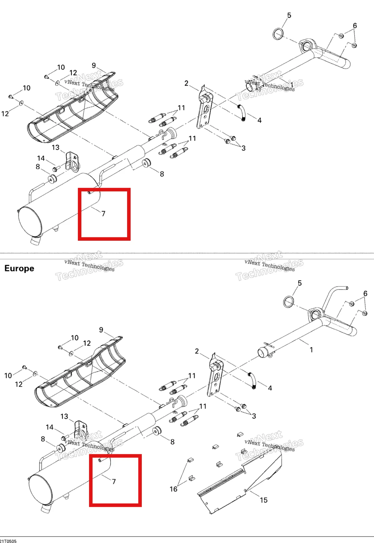 Деталь 707600311 на схеме узла 2005 Can-Am Outlander 330/400 STD 2 X 4 Exhaust System