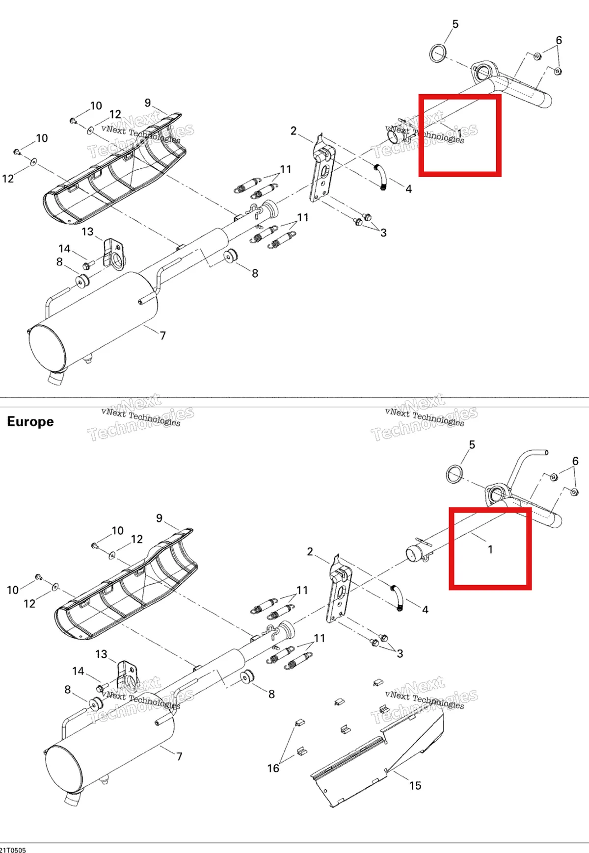 Деталь 707600322 на схеме узла 2005 Can-Am Outlander 330/400 STD 2 X 4 Exhaust System
