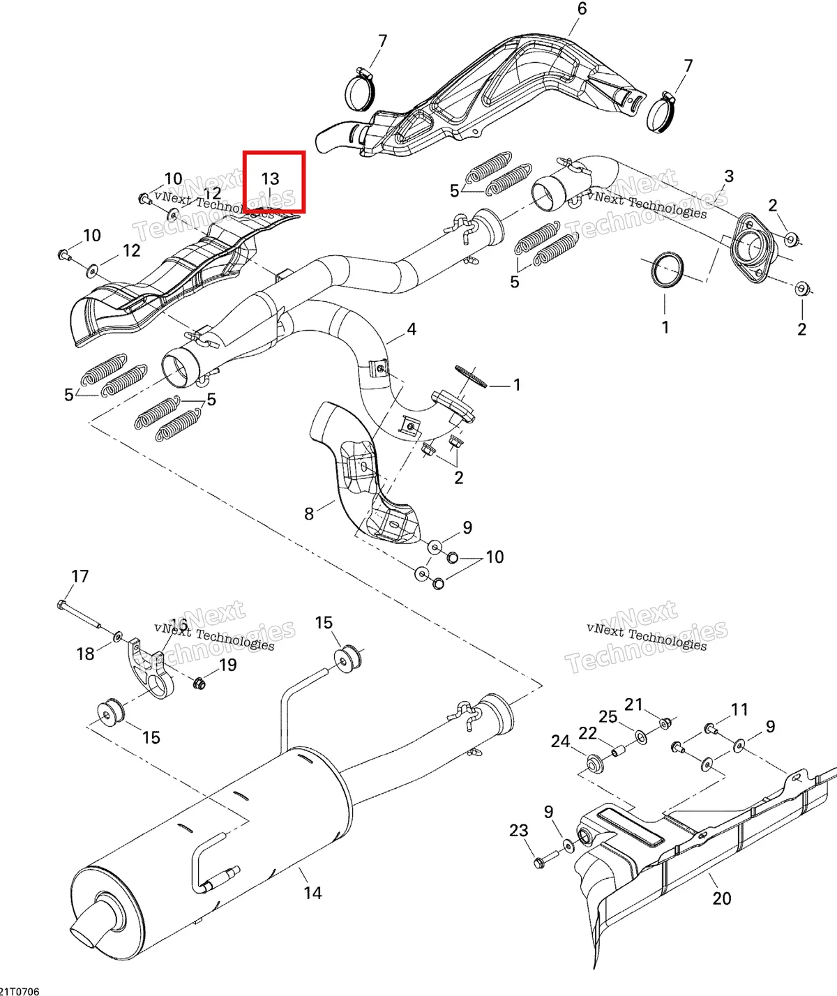 Деталь 707600344 на схеме узла 2007 Can-Am Outlander 500 STD 4 X 4 Exhaust System
