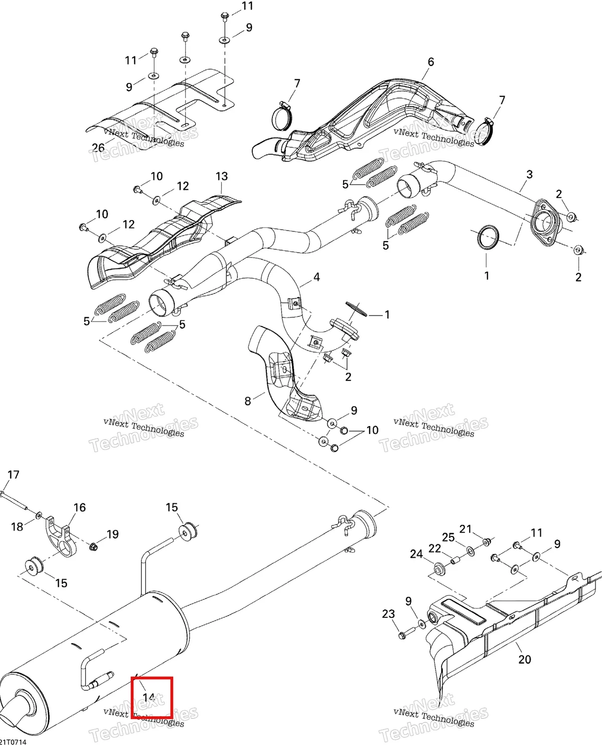Деталь 707600358 на схеме узла 2007 Can-Am Outlander MAX 500 STD 4 X 4 Exhaust System