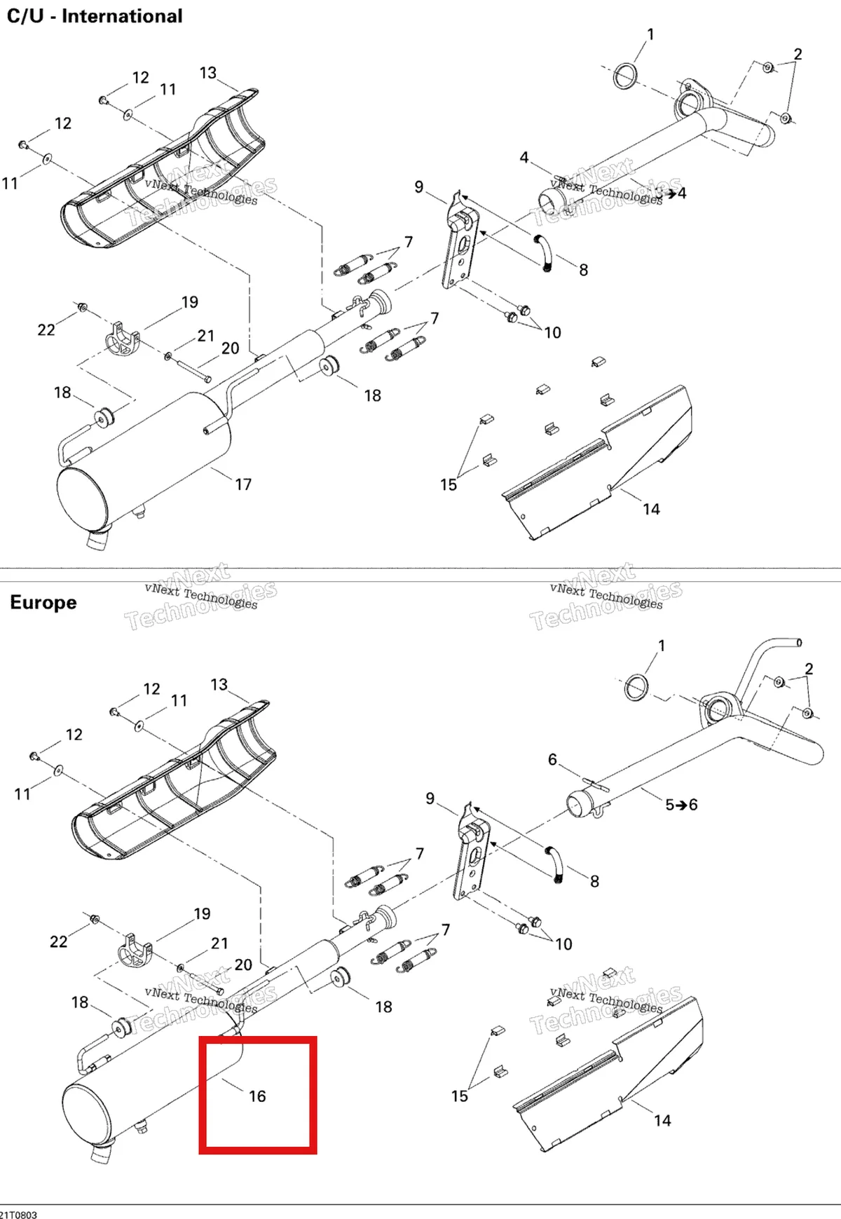 Деталь 707600361 на схеме узла 2008 Can-Am Outlander 400 STD Exhaust System