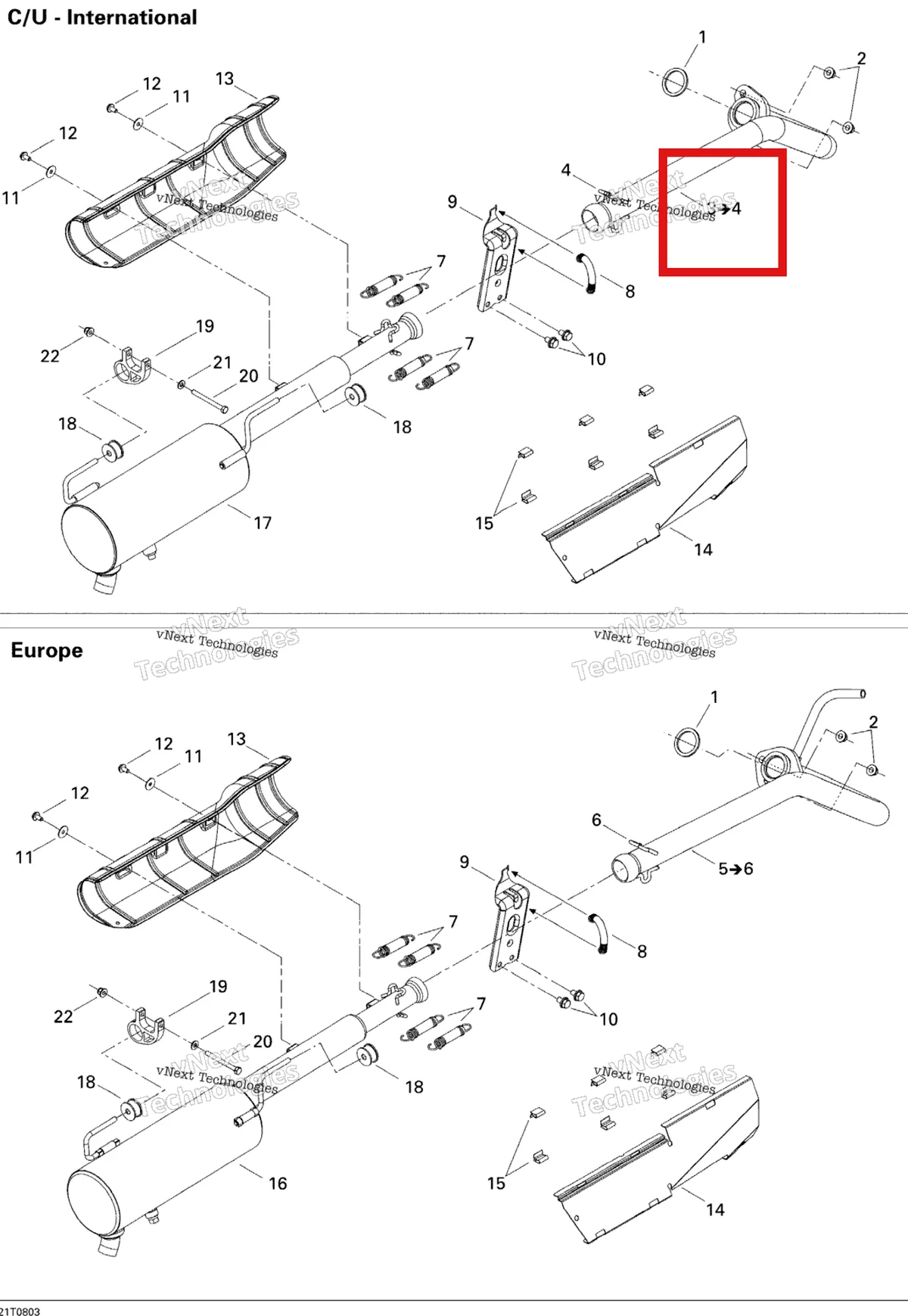 Деталь 707600376 на схеме узла 2008 Can-Am Outlander 400 STD Exhaust System