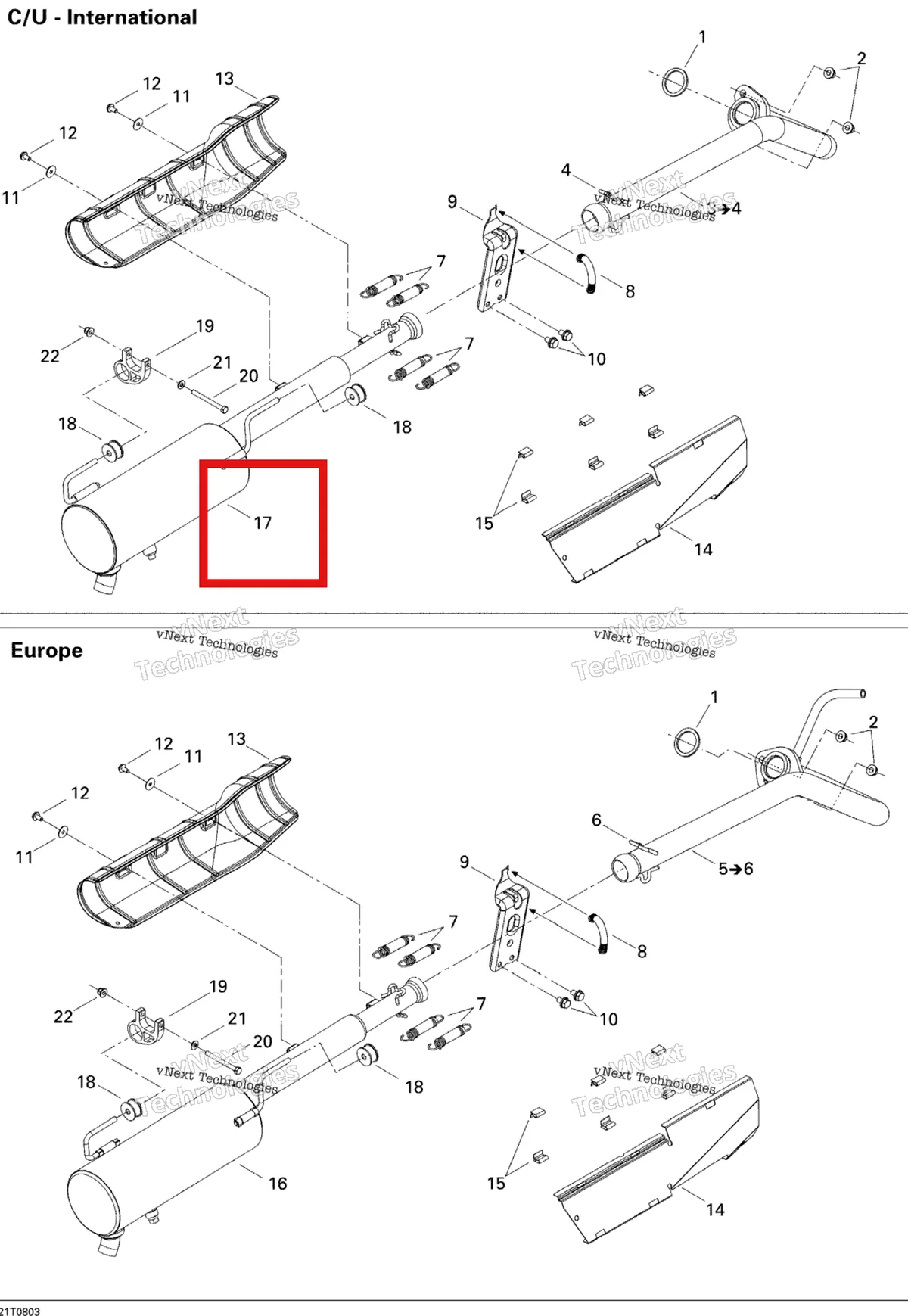 Деталь 707600395 на схеме узла 2008 Can-Am Outlander 400 STD Exhaust System