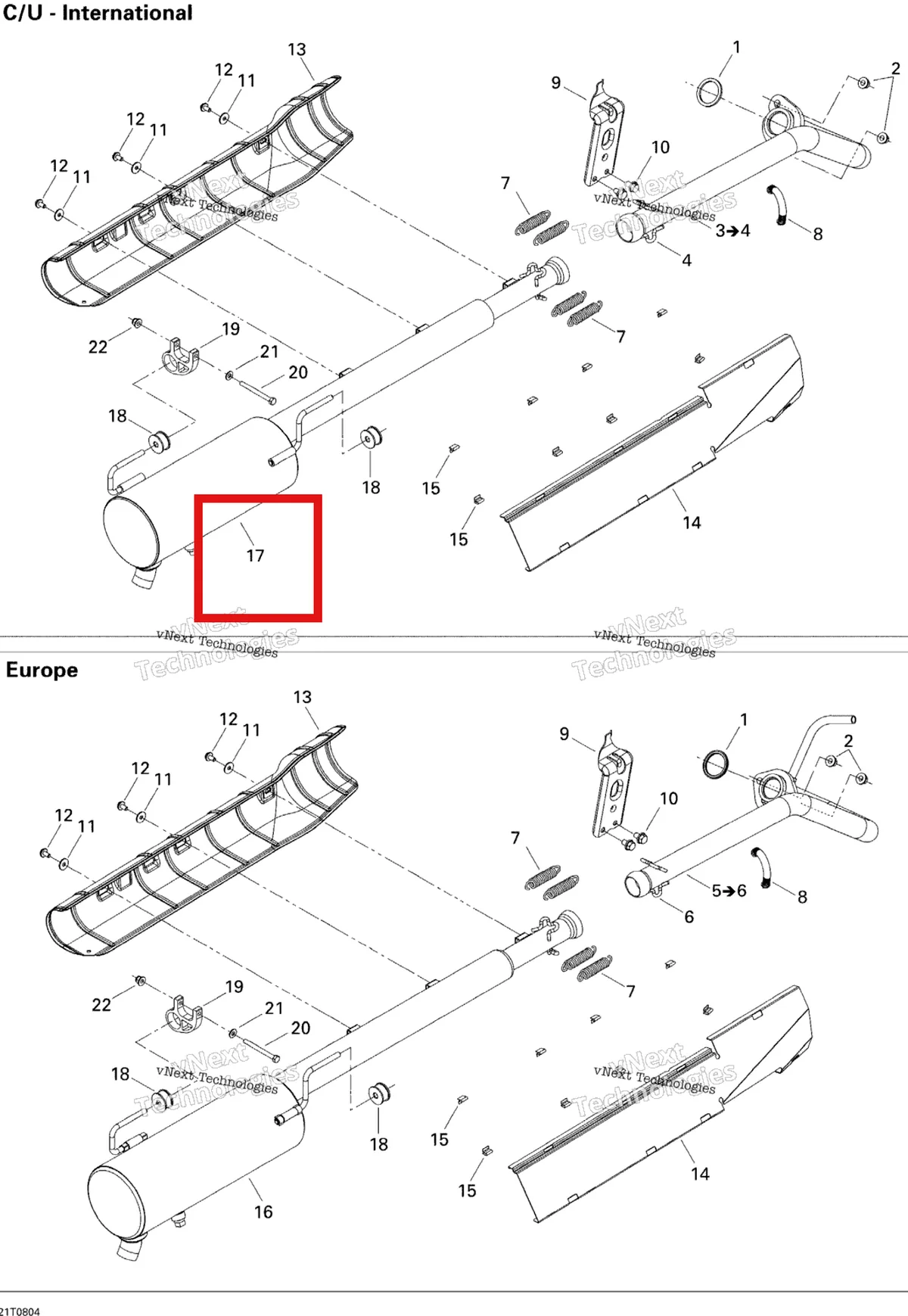 Деталь 707600396 на схеме узла 2008 Can-Am Outlander MAX 400 STD Exhaust System