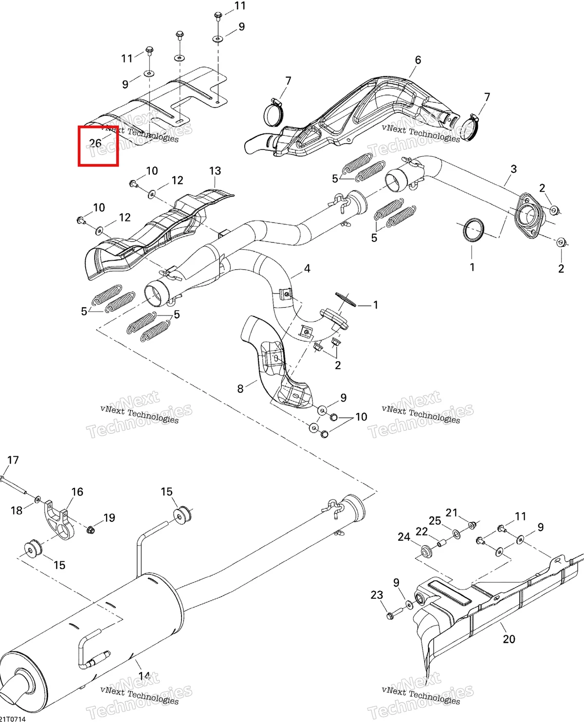 Деталь 707600403 на схеме узла 2007 Can-Am Outlander MAX 500 STD 4 X 4 Exhaust System