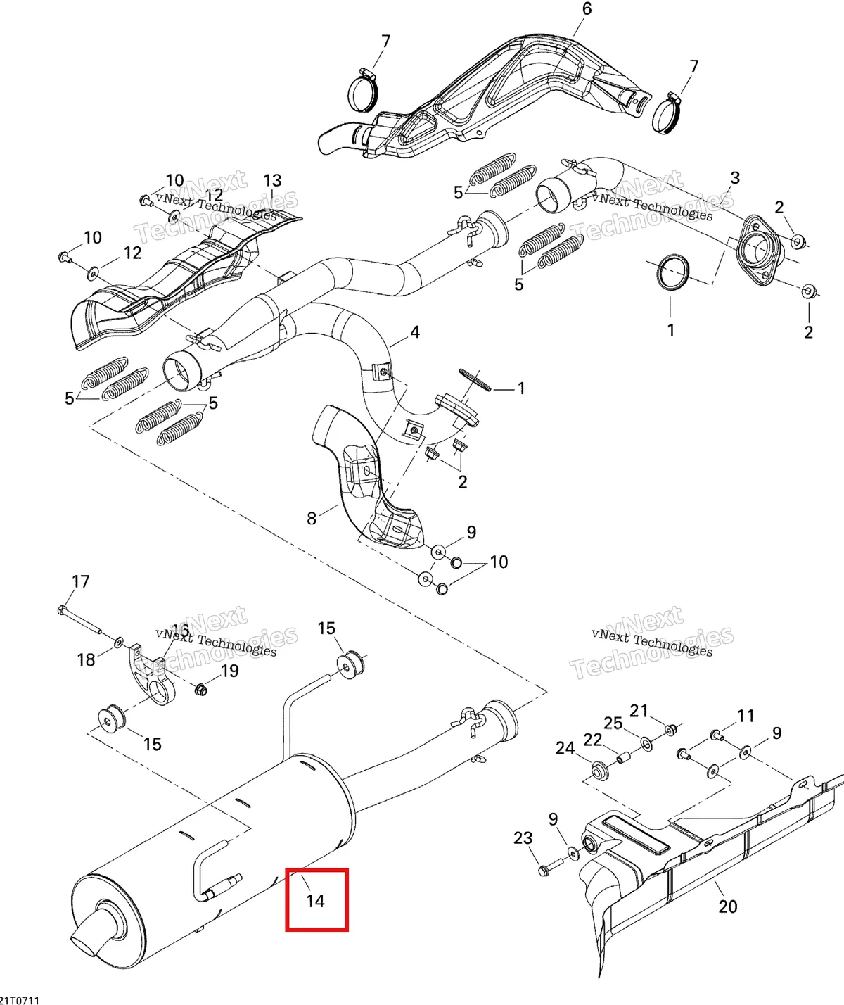 Деталь 707600407 на схеме узла 2007 Can-Am Outlander 650 STD 4 X 4 Exhaust System