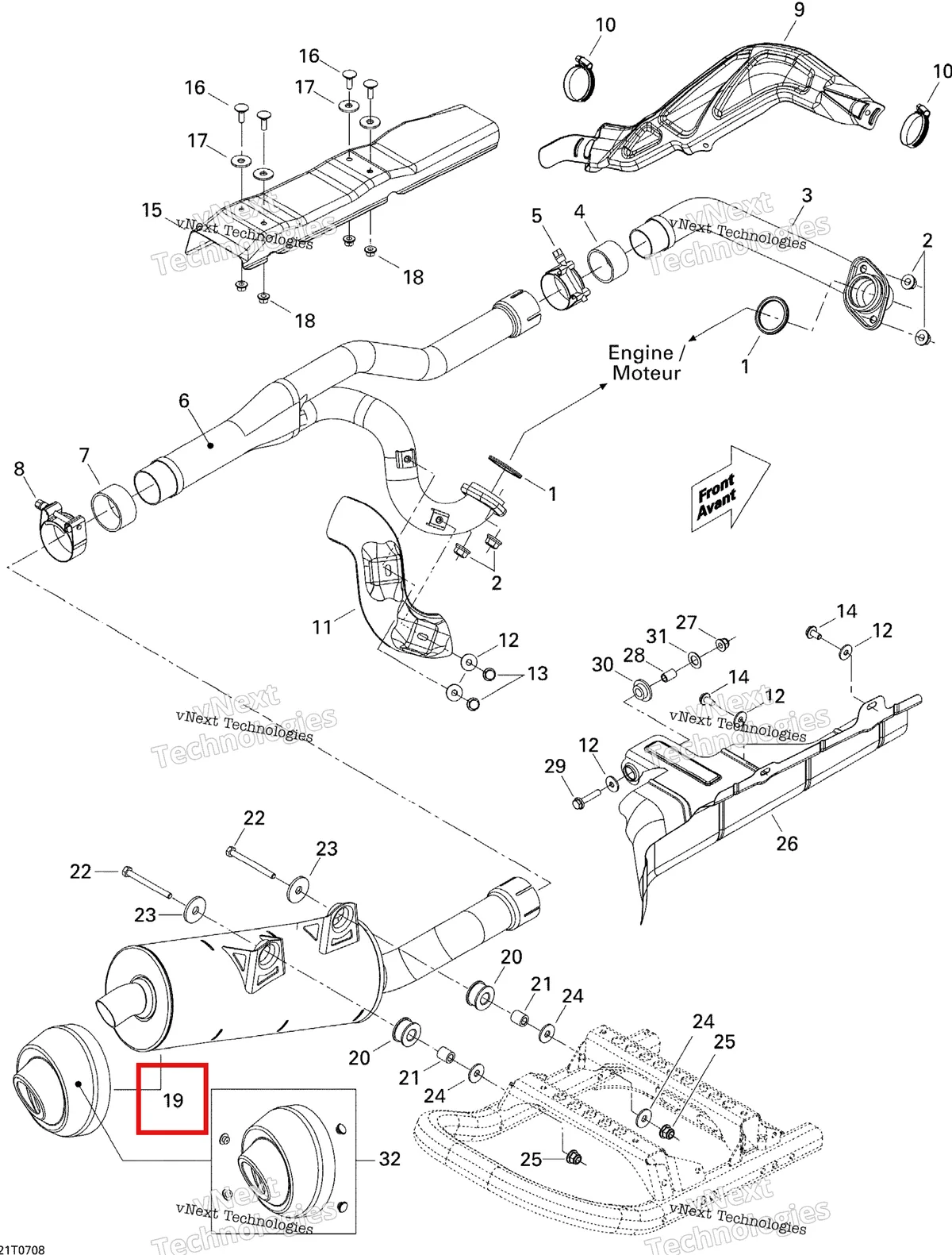 Деталь 707600413 на схеме узла 2007 Can-Am Renegade 800 EFI Exhaust System