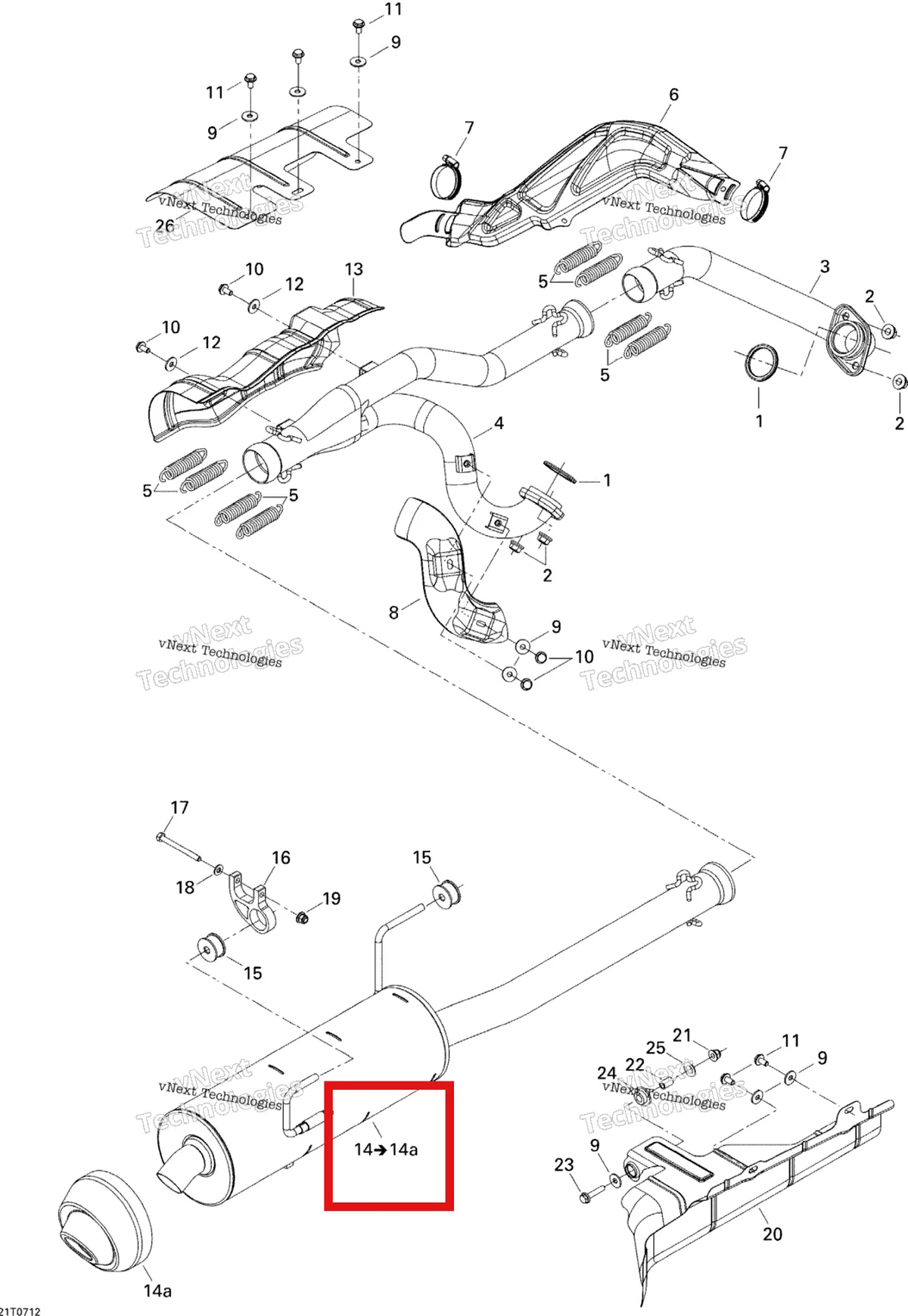Деталь 707600415 на схеме узла 2007 Can-Am Outlander MAX 800 LTD 4 X 4 Exhaust System