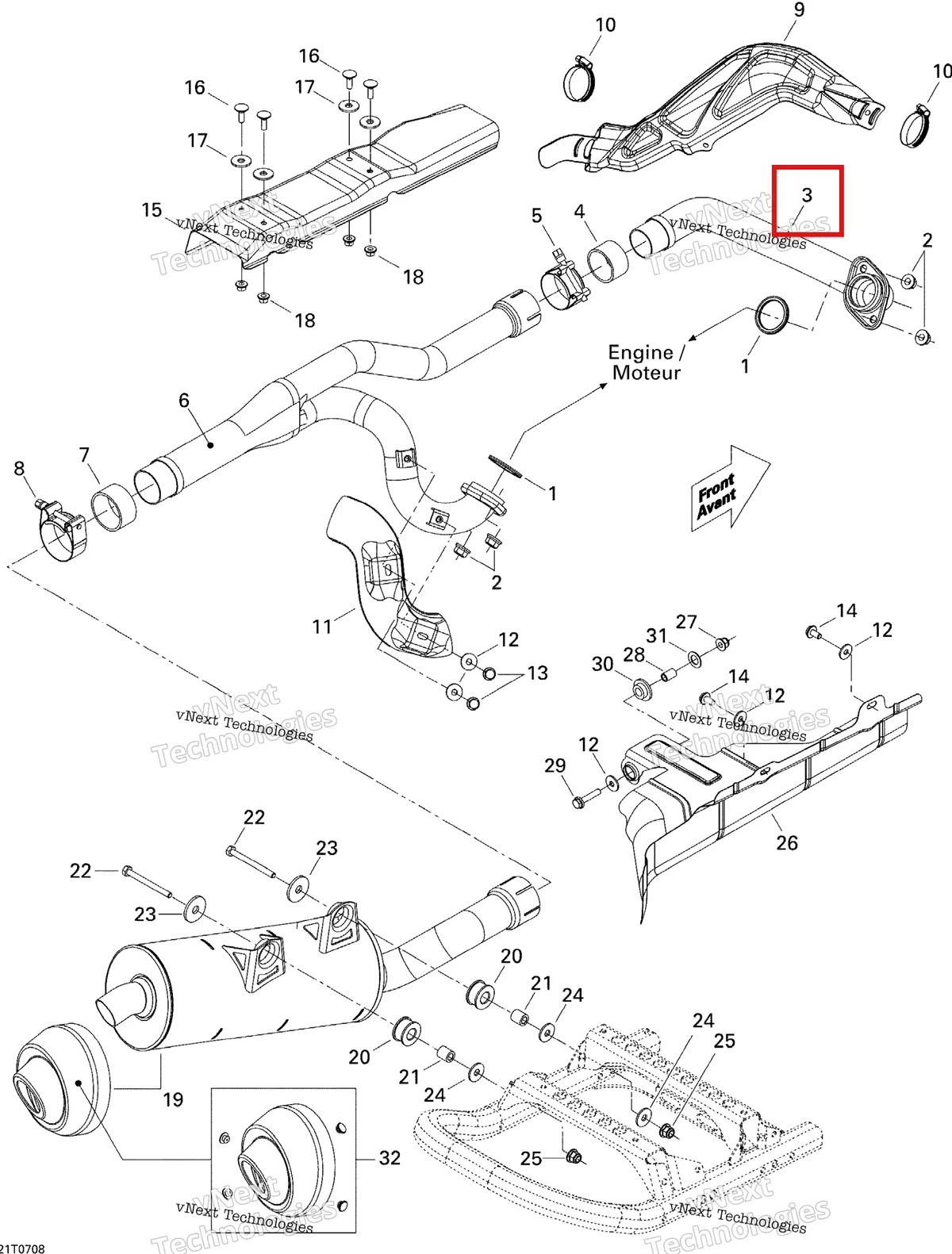Деталь 707600419 на схеме узла 2007 Can-Am Renegade 800 EFI Exhaust System