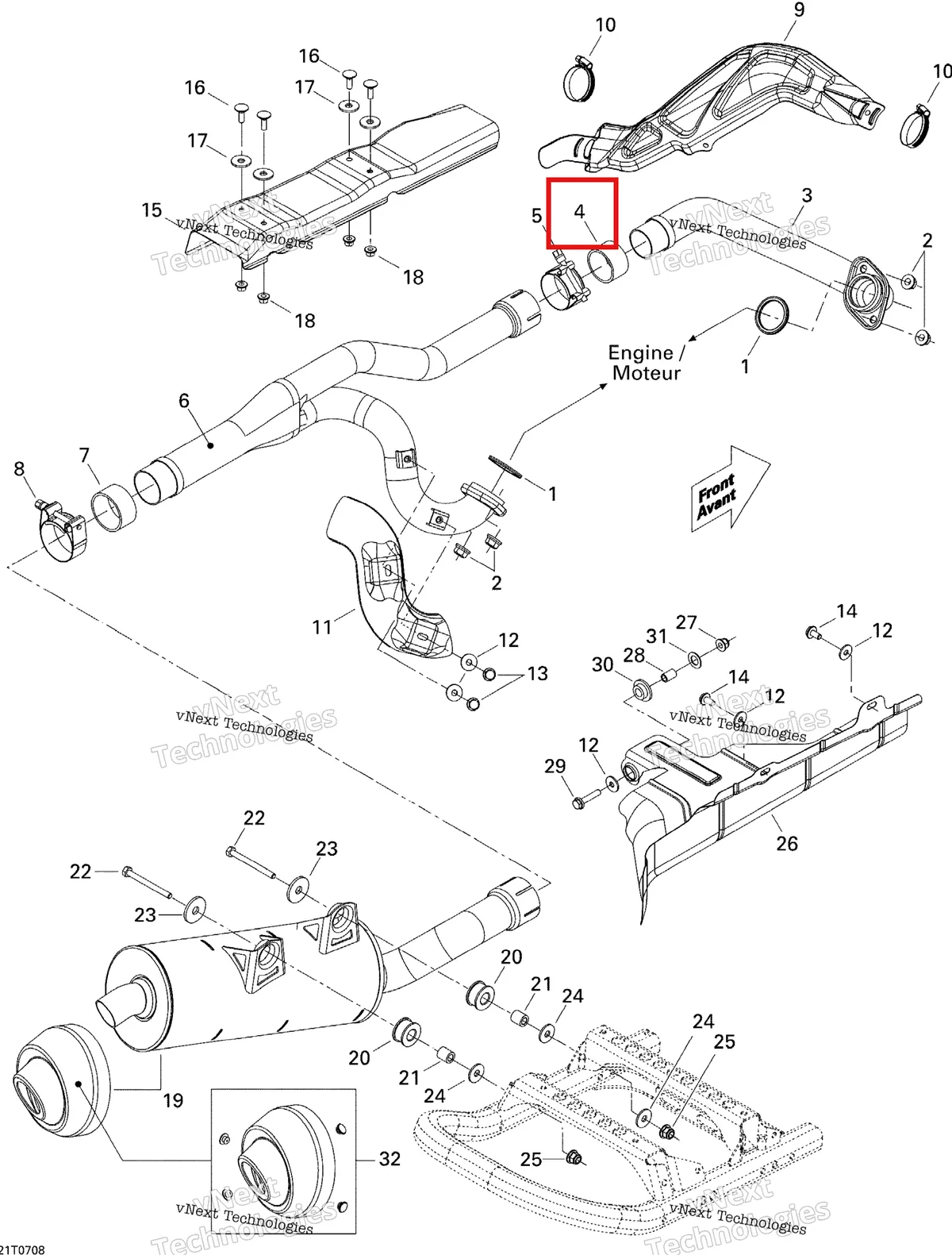 Деталь 707600425 на схеме узла 2007 Can-Am Renegade 800 EFI Exhaust System