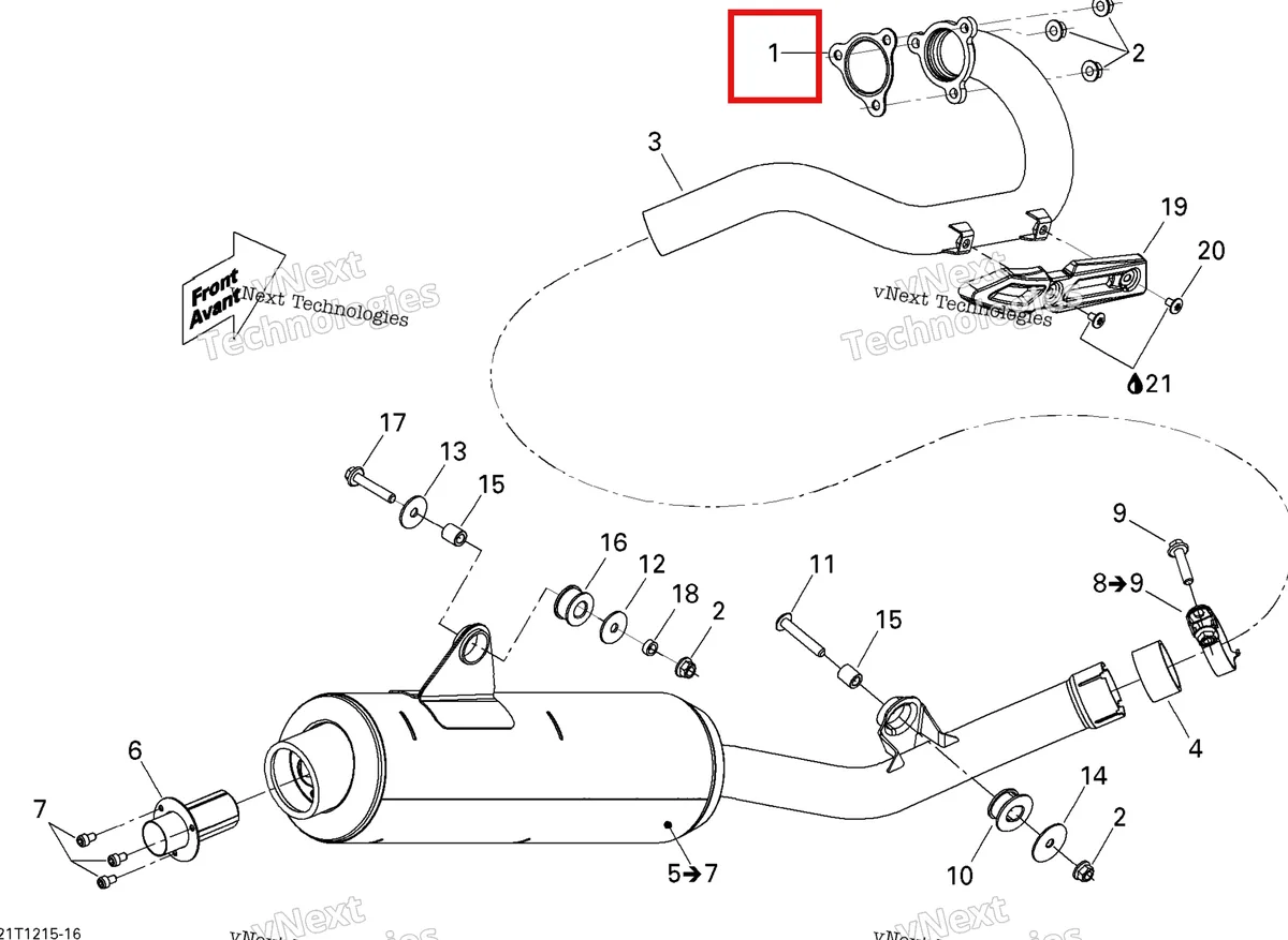 Деталь 707600445 на схеме узла 2015 Can-Am DS 450EFI STD Exhaust System