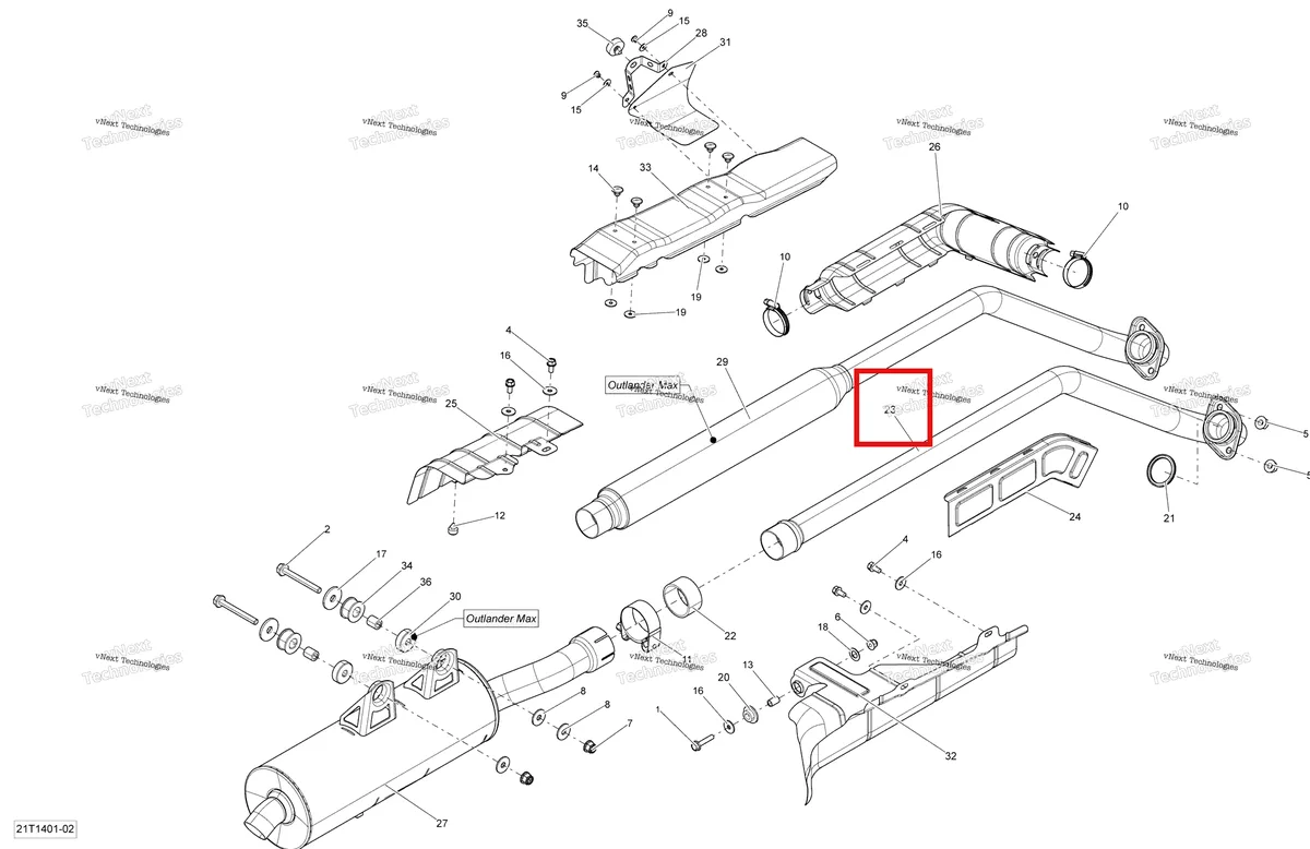 Деталь 707600453 на схеме узла 2014 Can-Am OUTLANDER 400 EFI, STD, XT Exhaust System