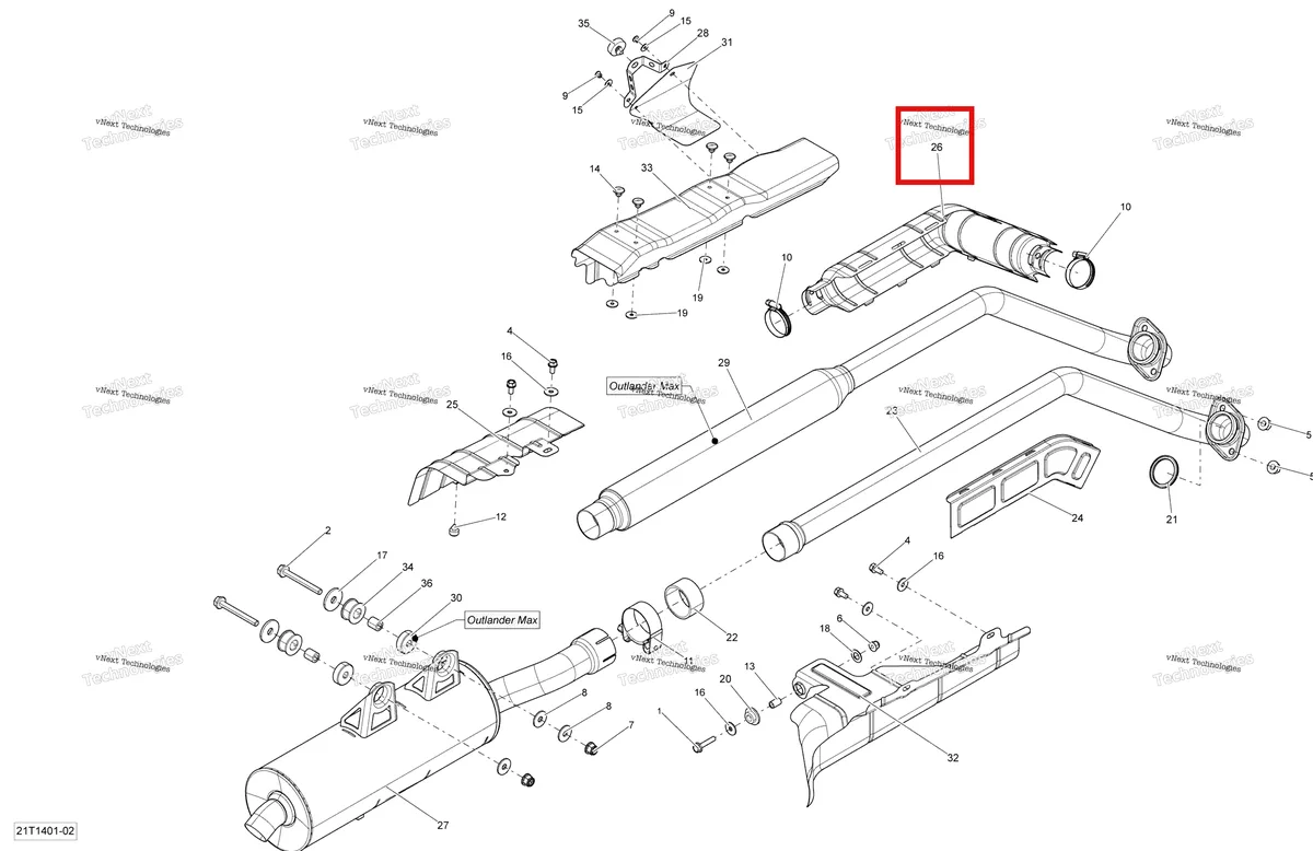 Деталь 707600462 на схеме узла 2014 Can-Am OUTLANDER 400 EFI, STD, XT Exhaust System
