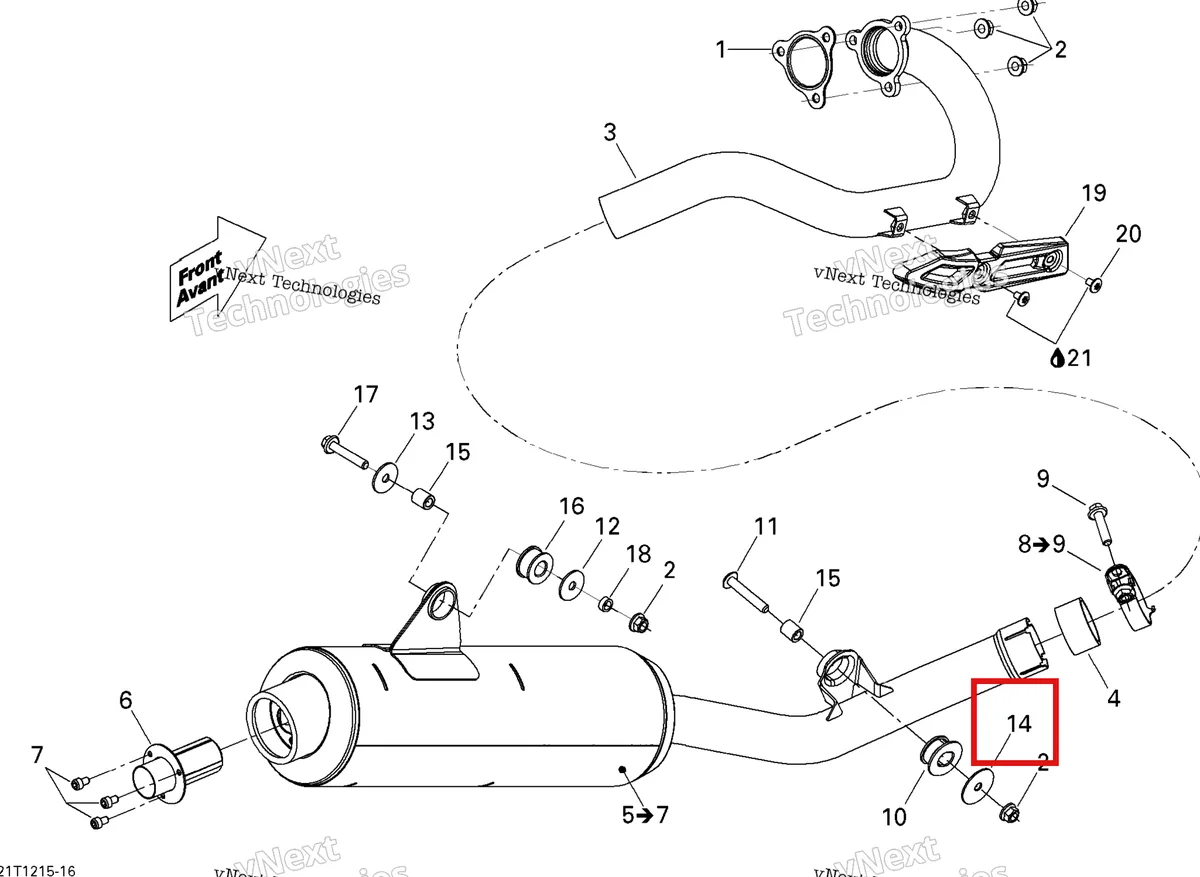 Деталь 707600525 на схеме узла 2015 Can-Am DS 450EFI STD Exhaust System