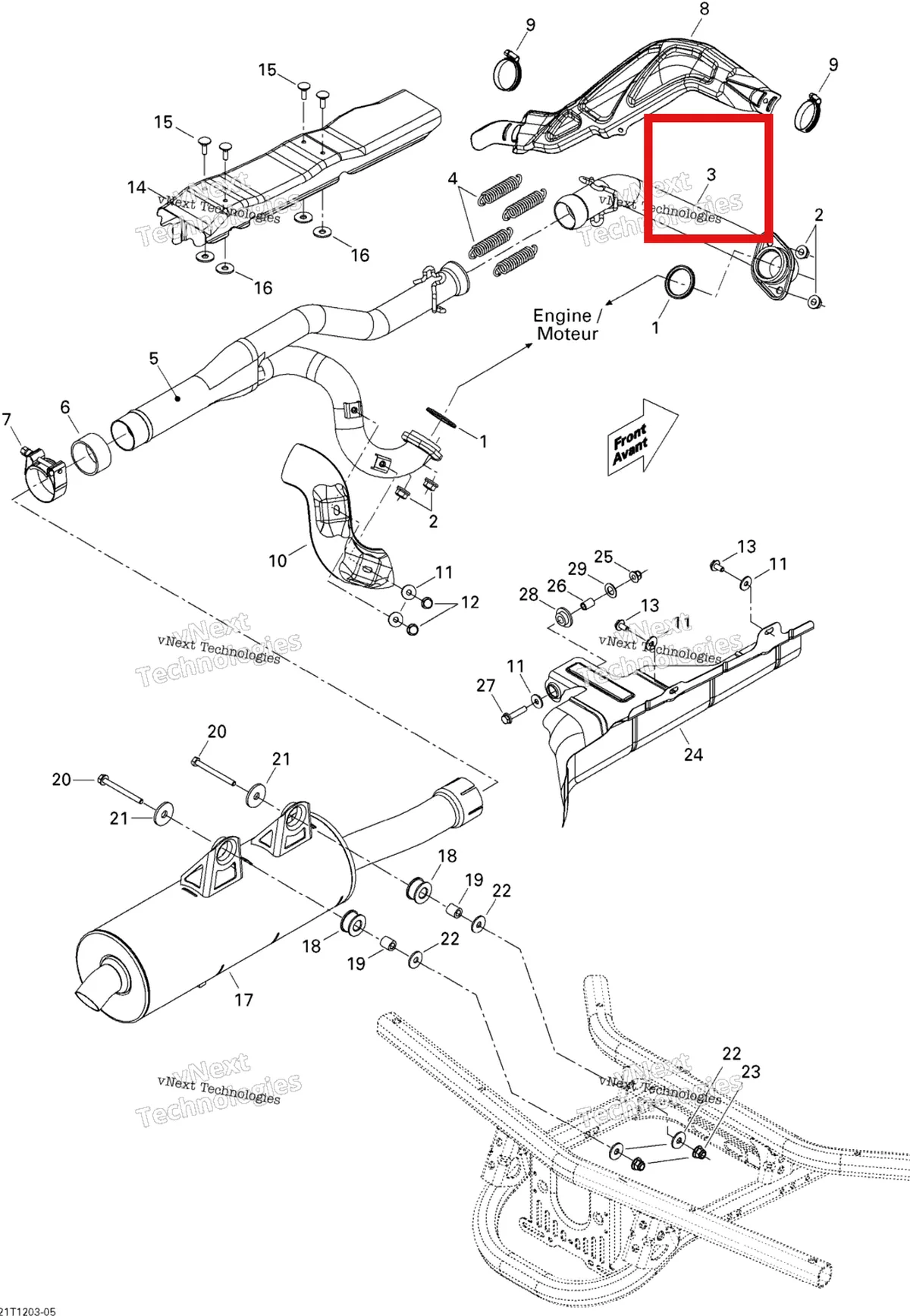 Деталь 707600529 на схеме узла 2012 Can-Am Outlander 650EFI STD & XT Exhaust System
