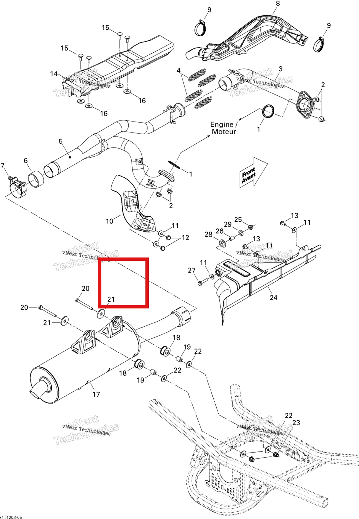 Деталь 707600530 на схеме узла 2012 Can-Am Outlander 500EFI STD & XT Exhaust System