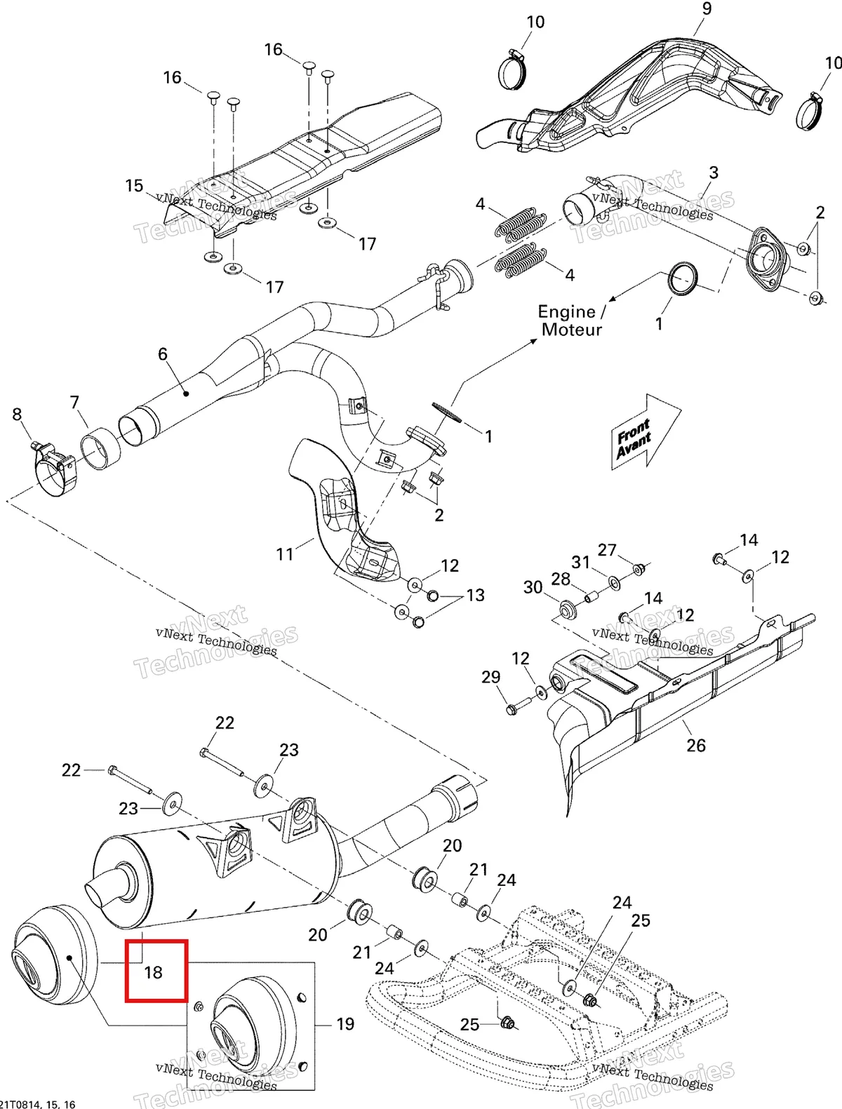 Деталь 707600540 на схеме узла 2008 Can-Am Renegade 500 Exhaust System