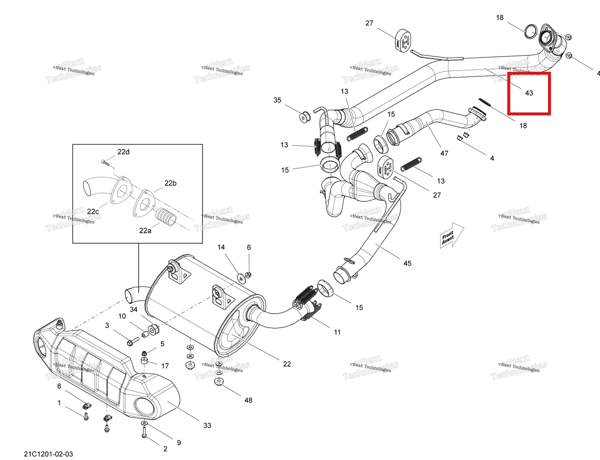Деталь 707600541 на схеме узла 2012 Can-Am Commander LTD, 1000 EFI Exhaust System